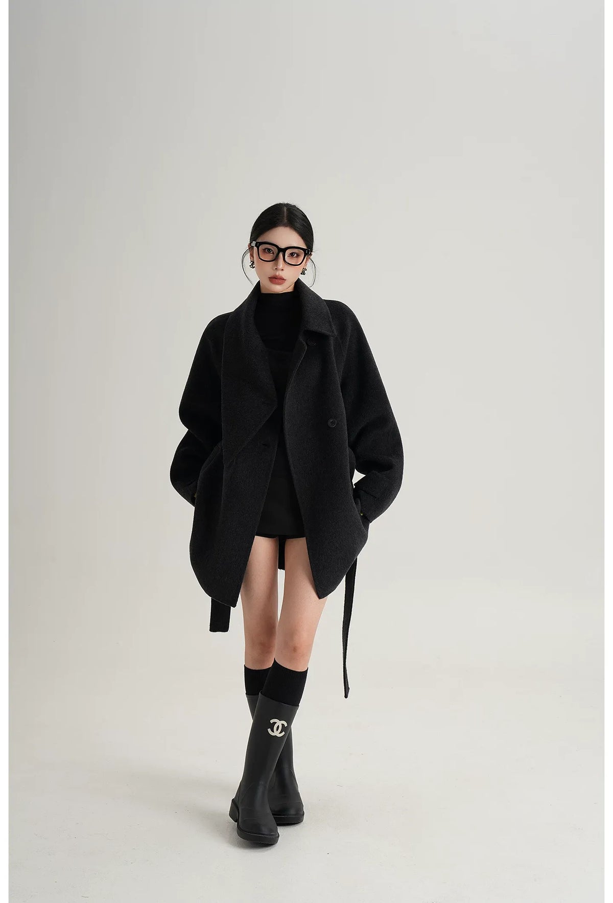 Hand-Stitched Belted Wool Coat