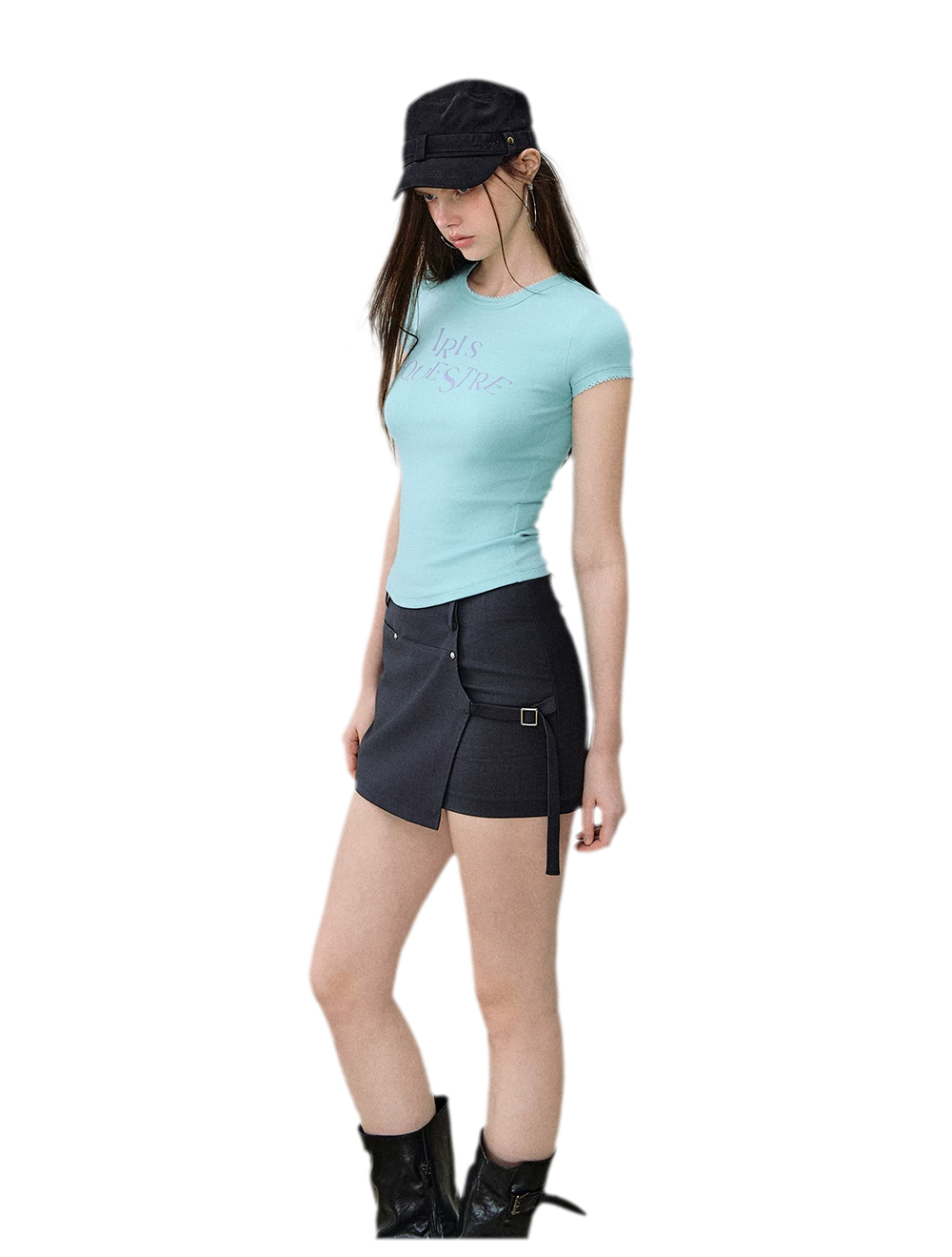 Tencel-Cotton Letter Print Slim T-Shirt
