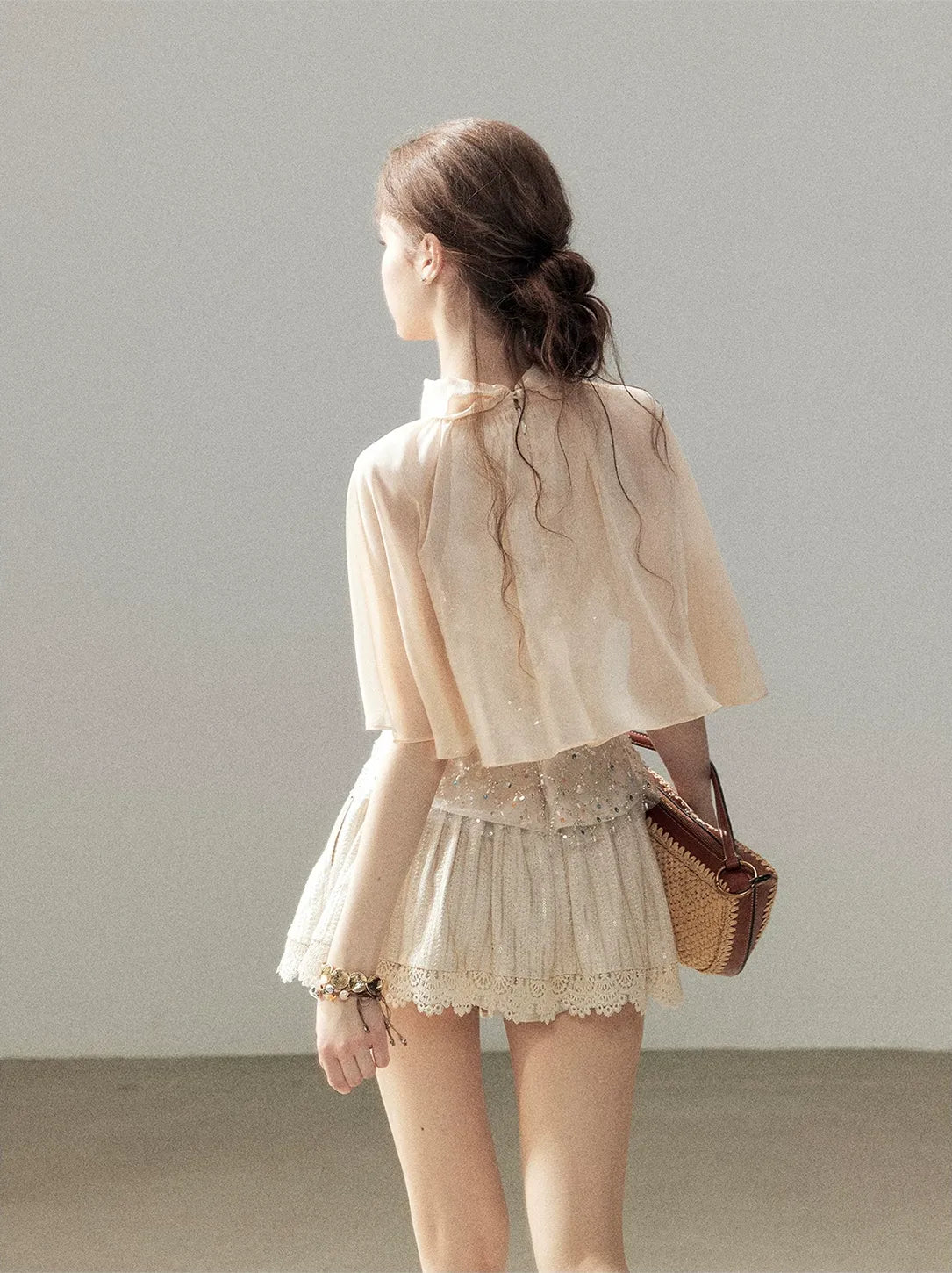 Textured Sequin Cape Top