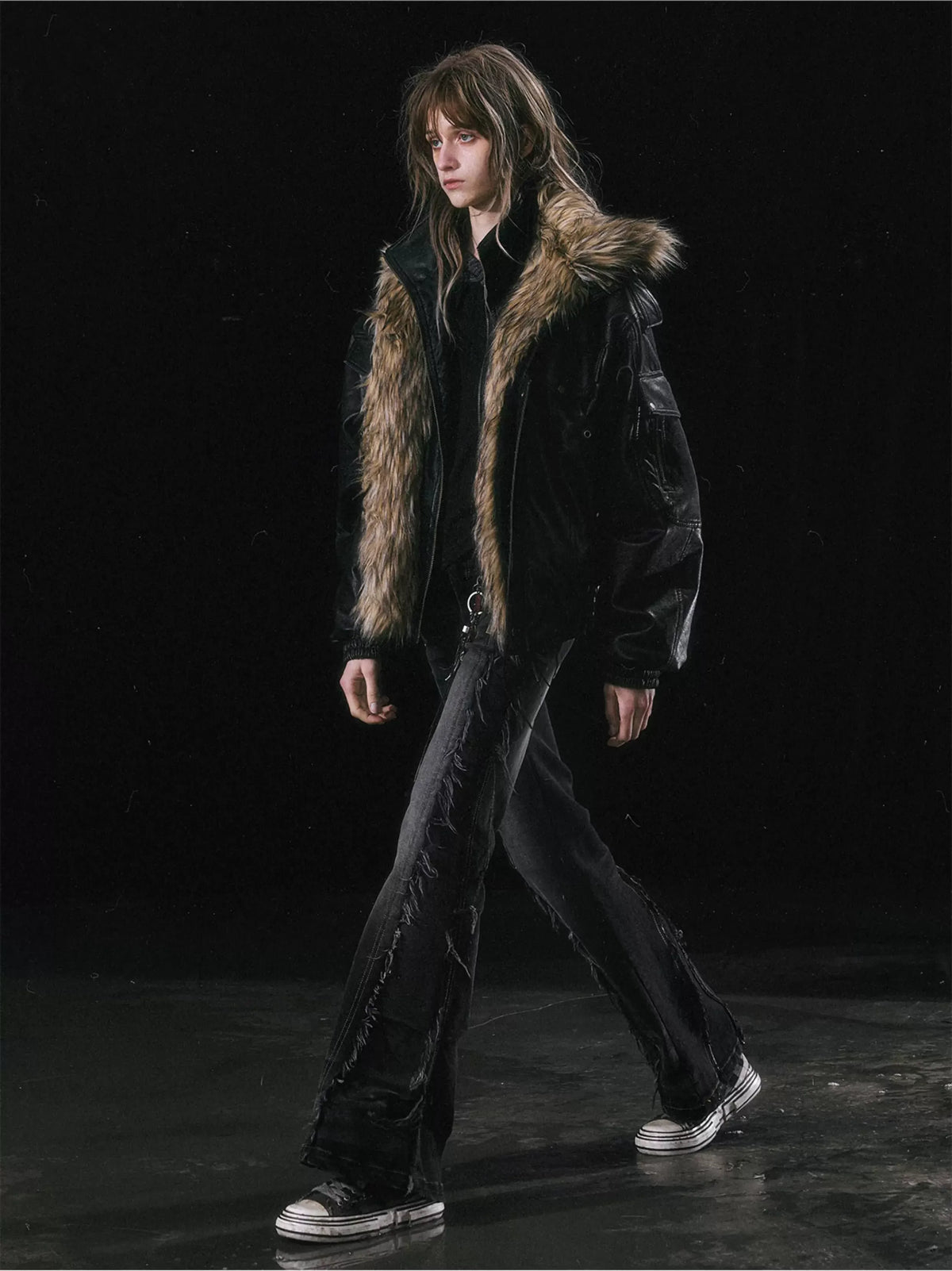 Detachable Fur Collar Flight Jacket
