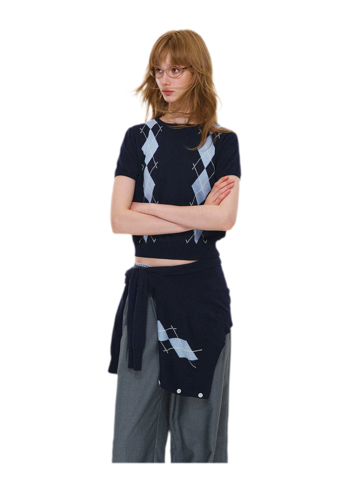Wool Argyle Knit Set