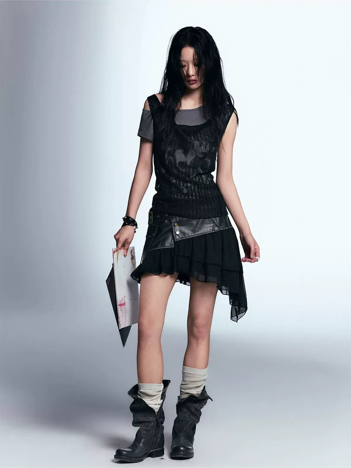 Punk Graffiti Layered T‑Shirt