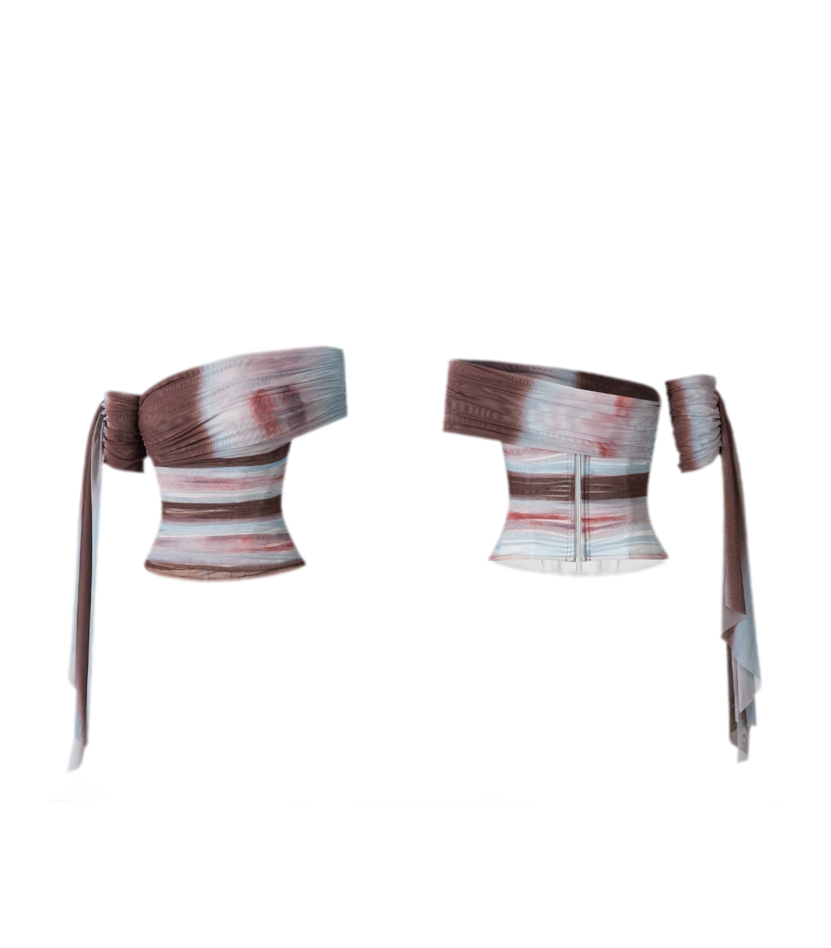 Hand Pleated Mesh Bustier Top