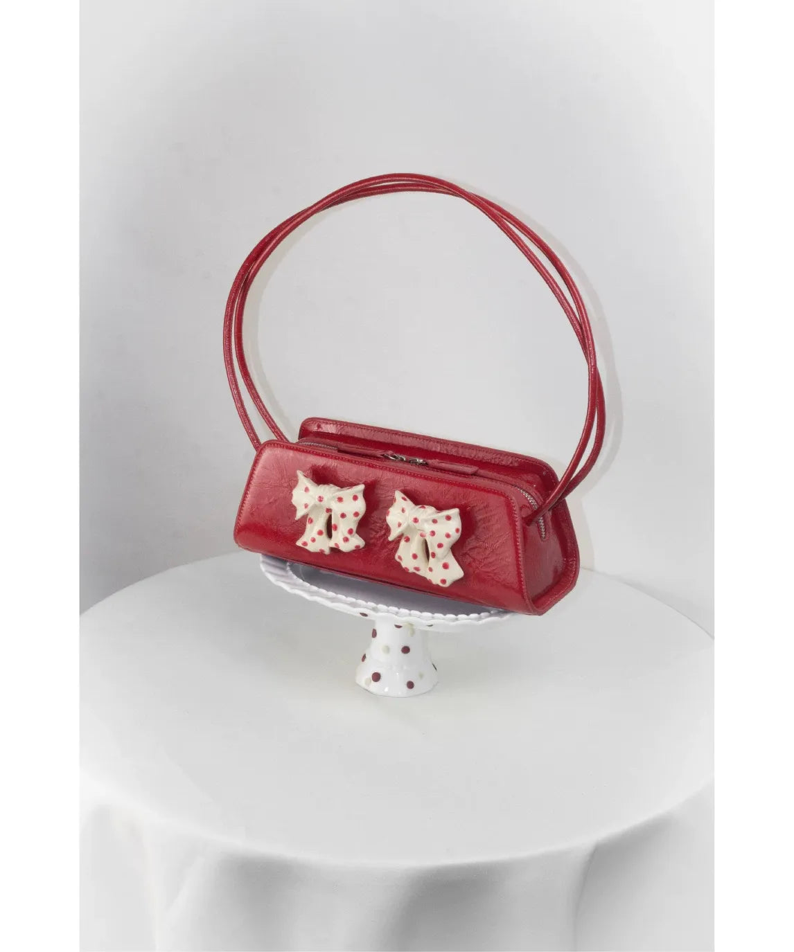 Ceramic Bow Leather Shoulder Bag