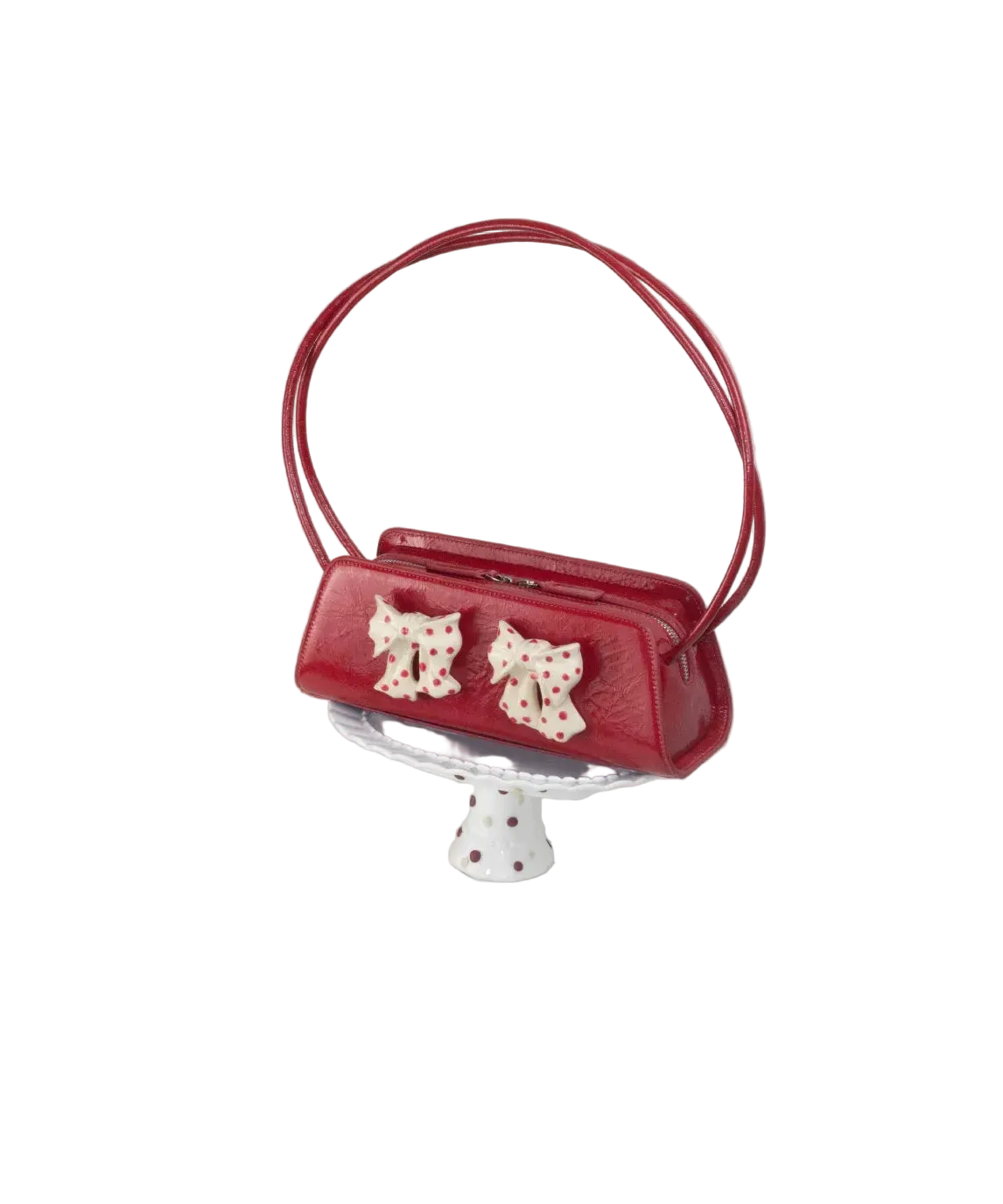 Ceramic Bow Leather Shoulder Bag