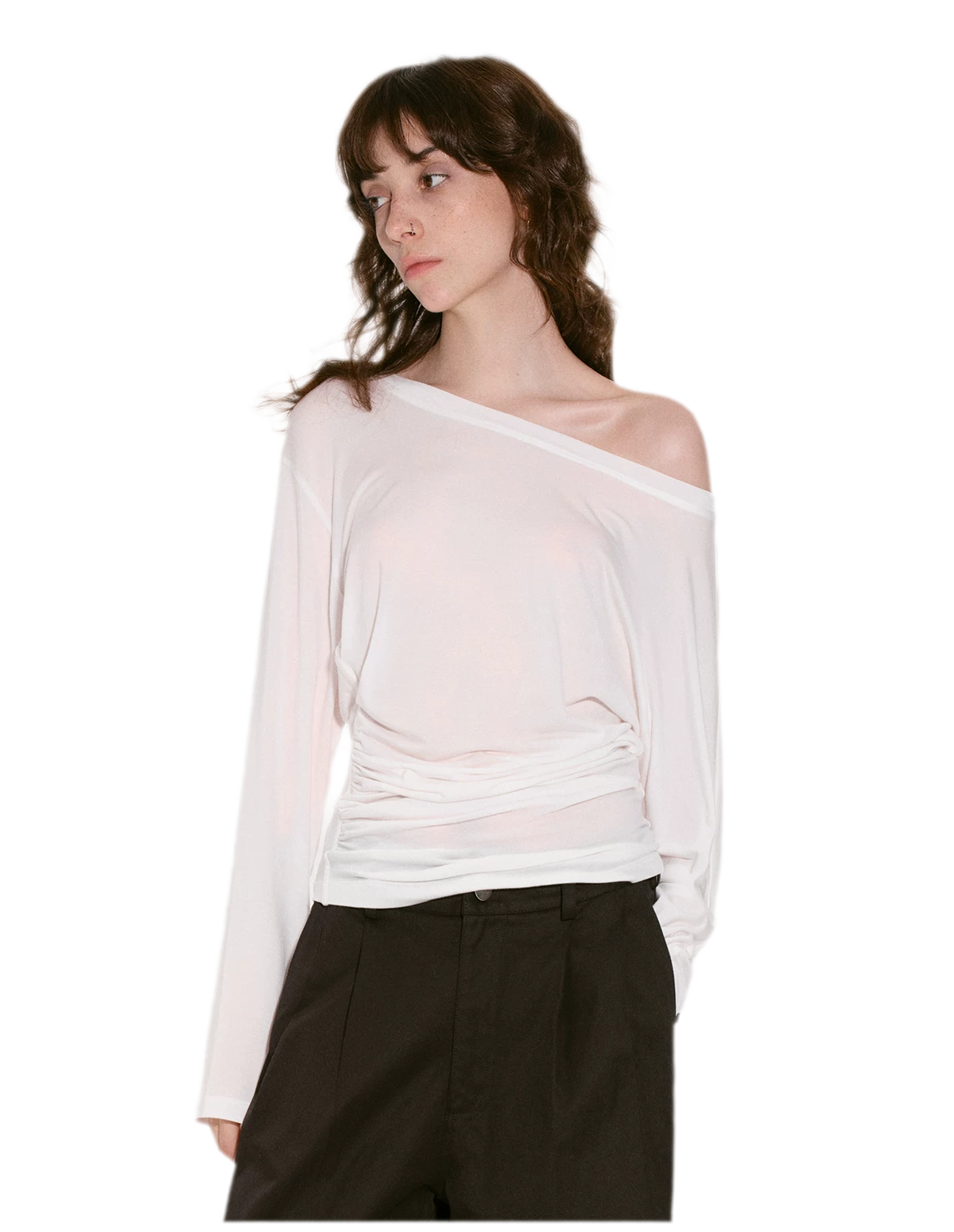 Lyocell Off-Shoulder Cropped Top