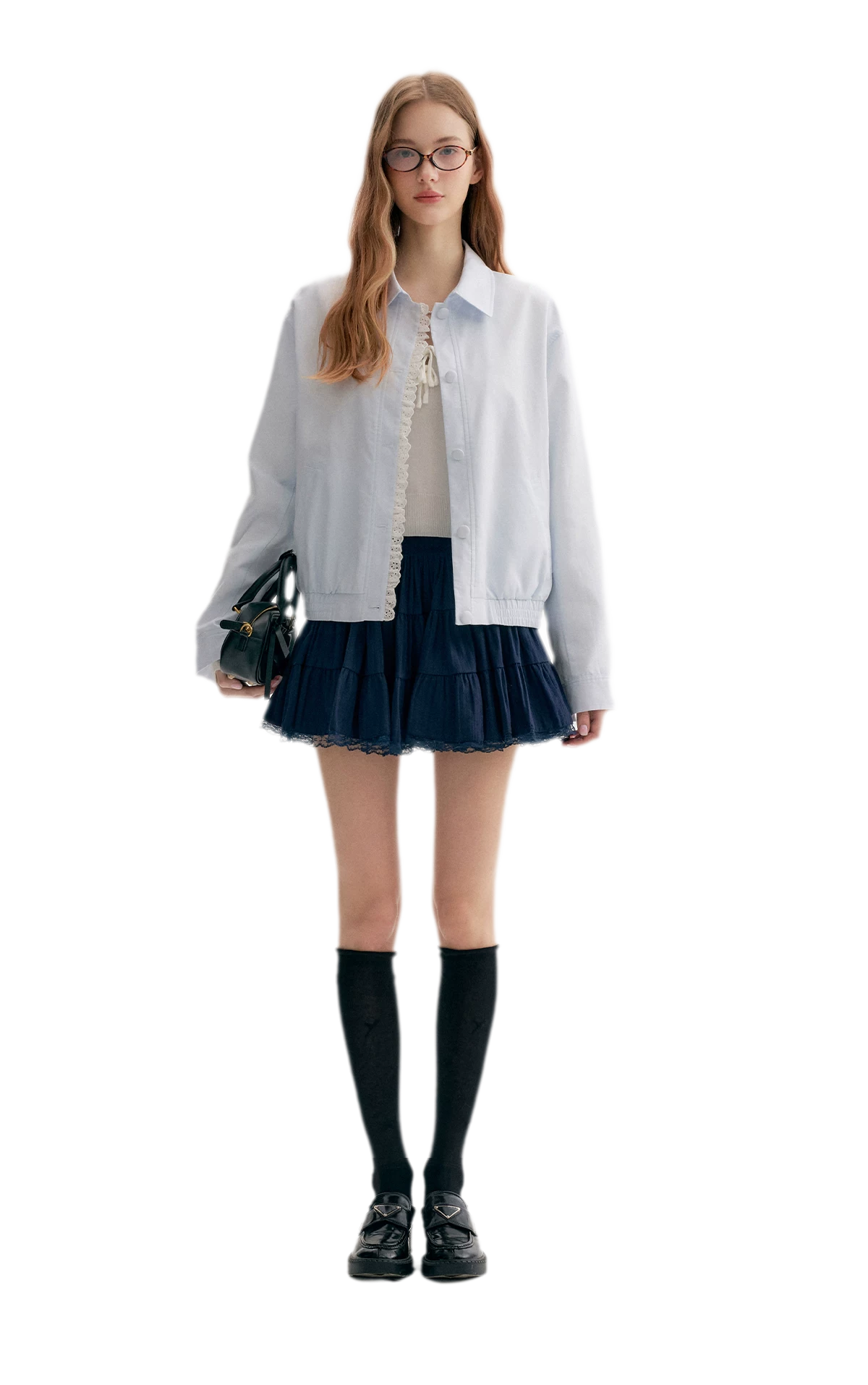 Ramie Cotton Lace-Trimmed Jacket