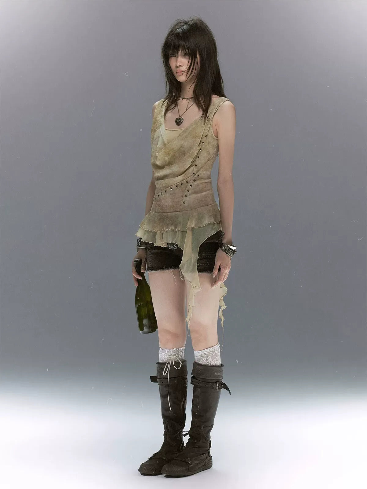 Dyed Chiffon Cowl Tank
