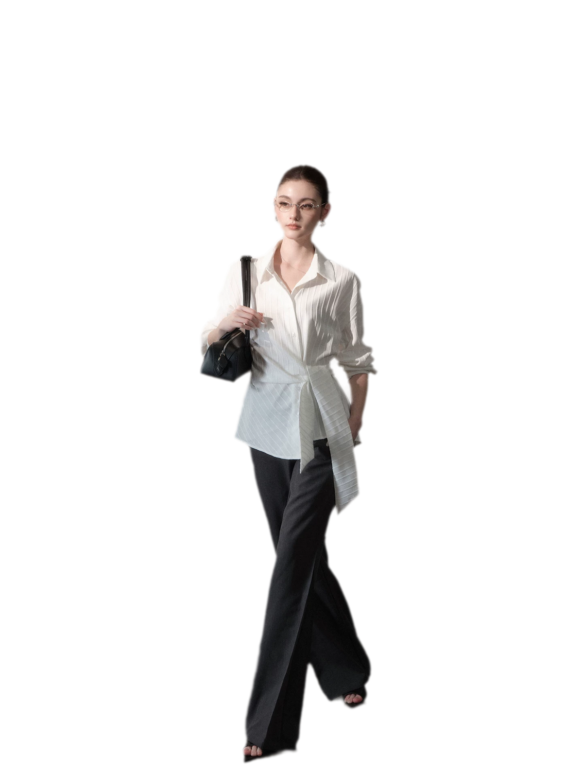 Vertical Striped Tie-Waist Shirt