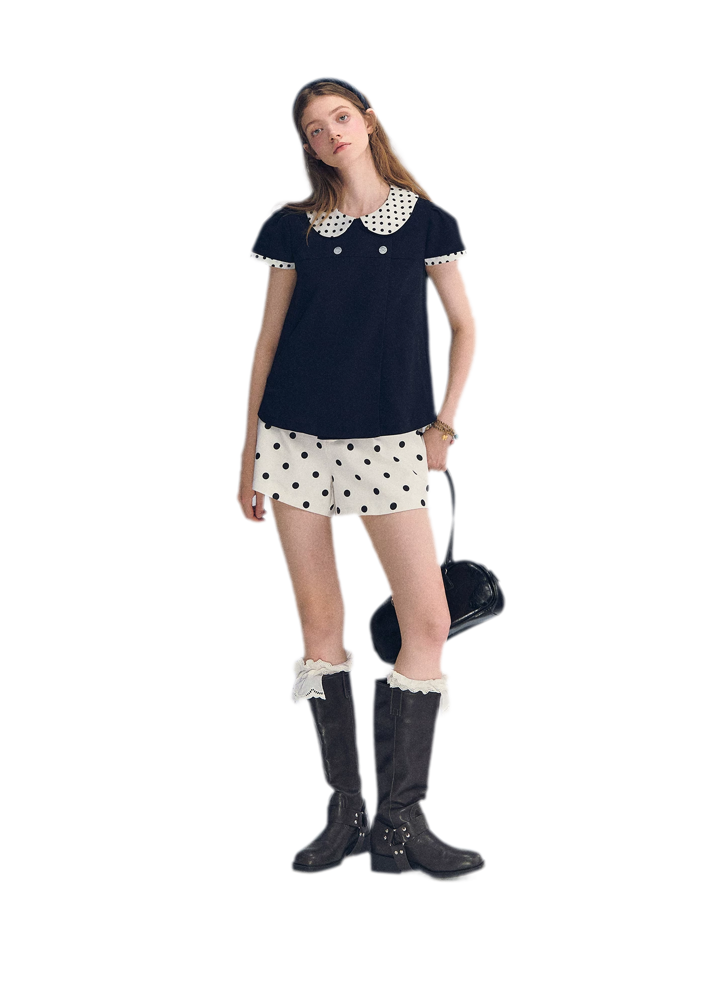 Polka Dot Doll Collar Top