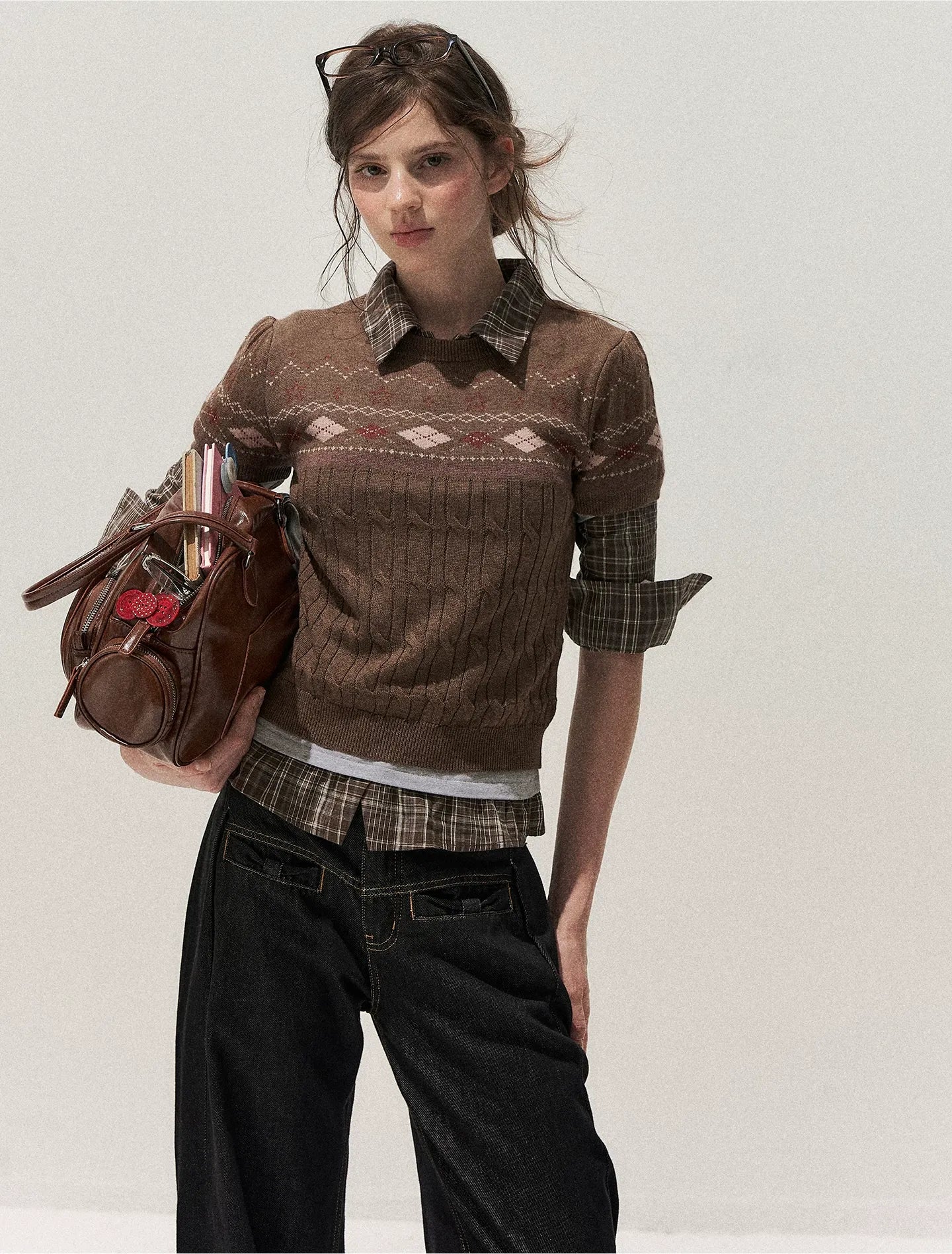 Fair Isle Cropped Knit Sweater