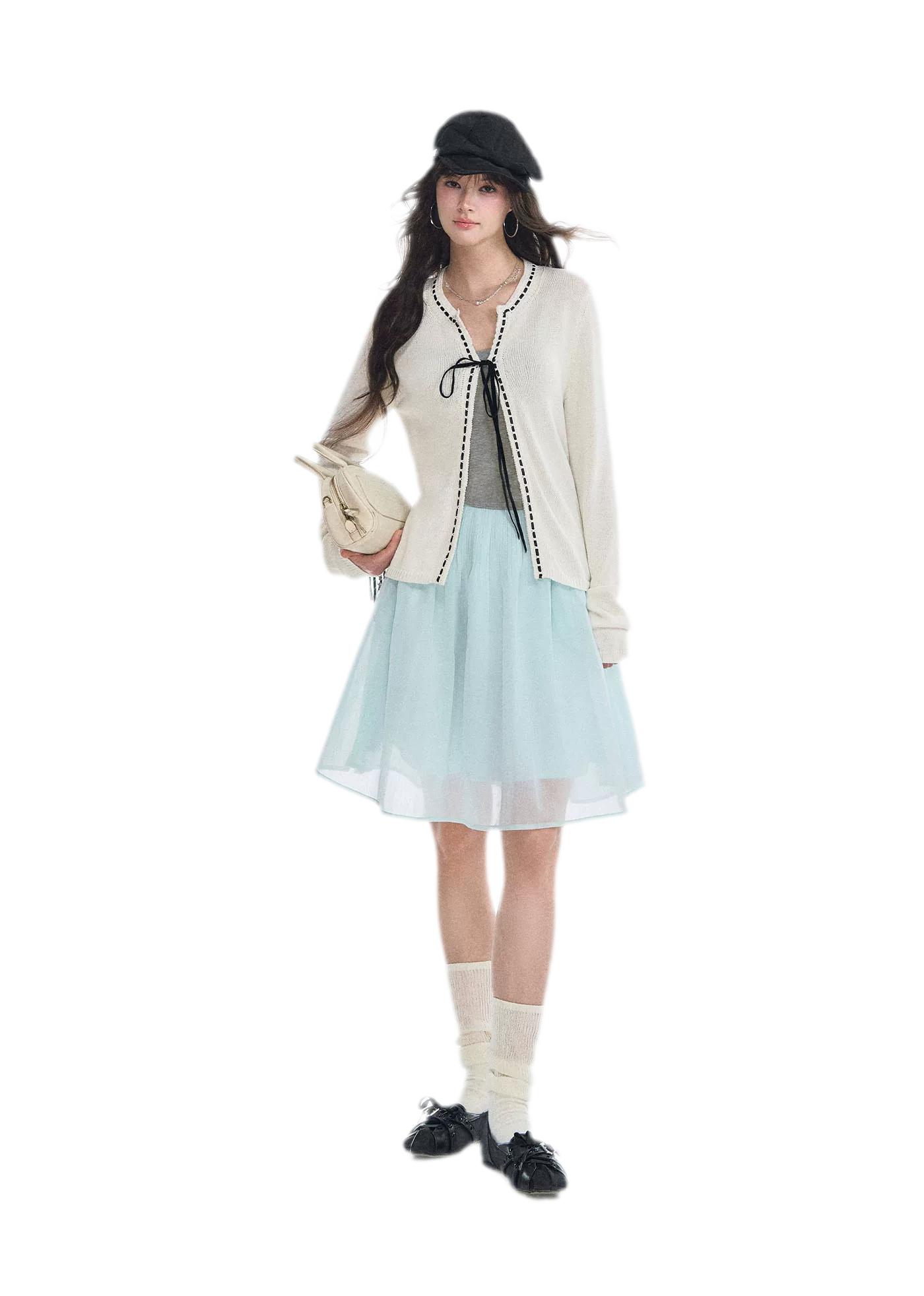 Fine Knit Contrast Trim Cardigan