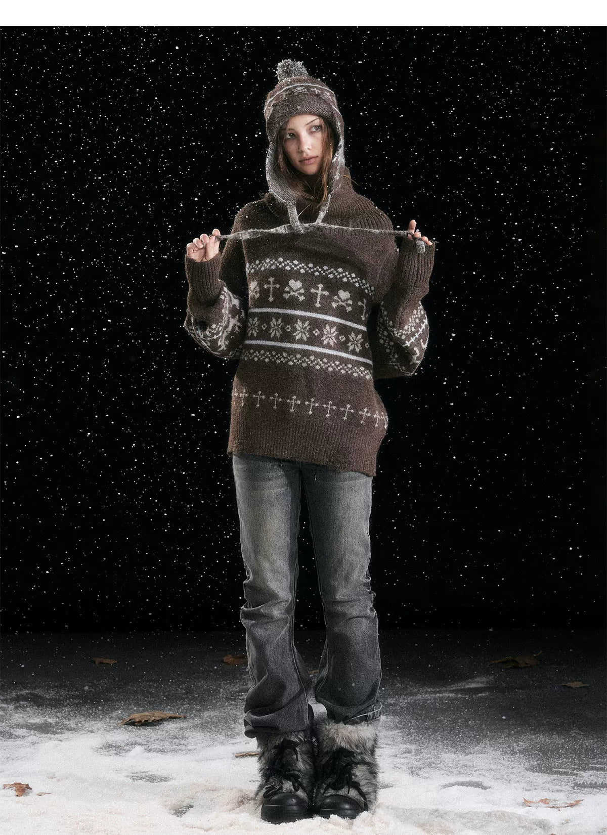 Fair Isle Ear-Flap Knit Hat
