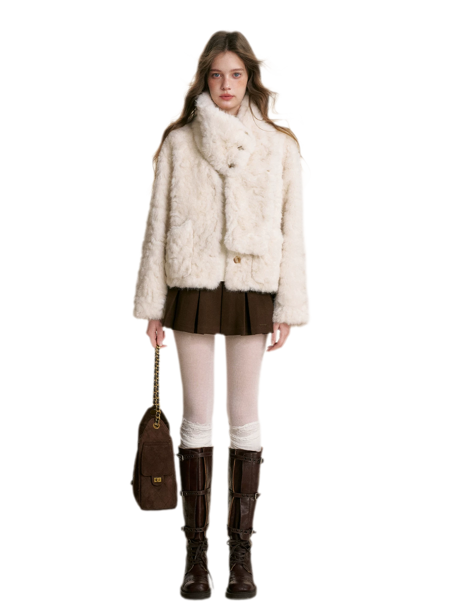 Detachable Scarf Plush Jacket