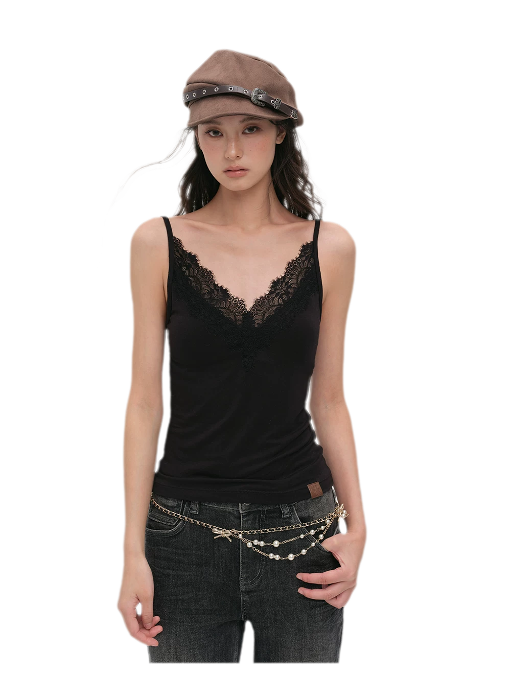Lace Trim Built-In Bra Cami