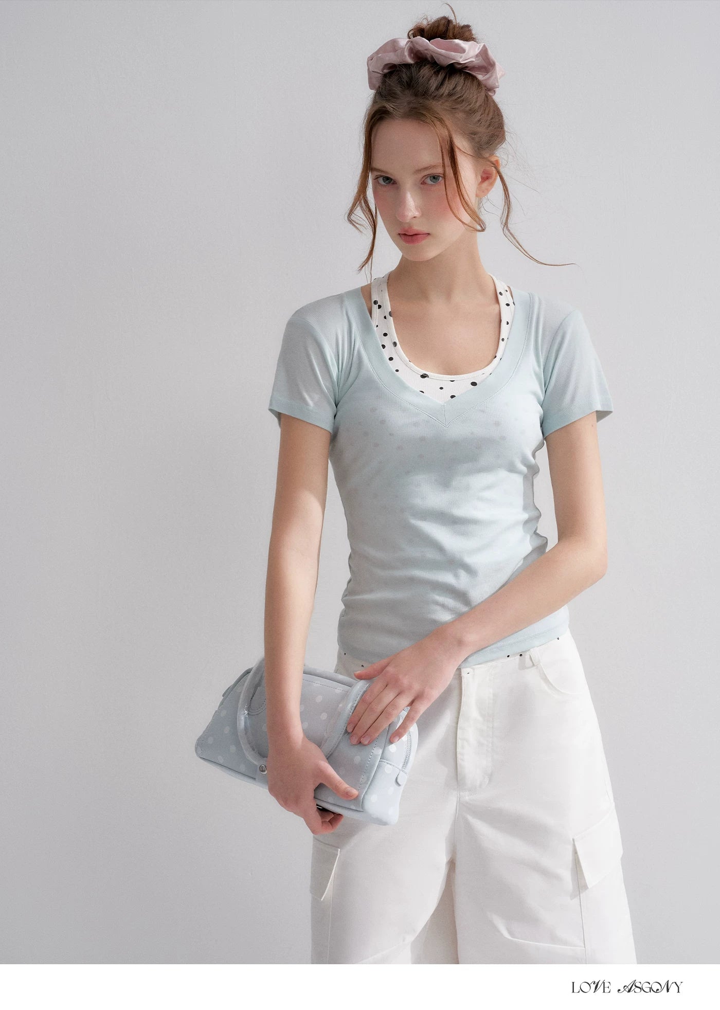 Blue V-Neck Slim Fit Short Sleeve T-Shirt