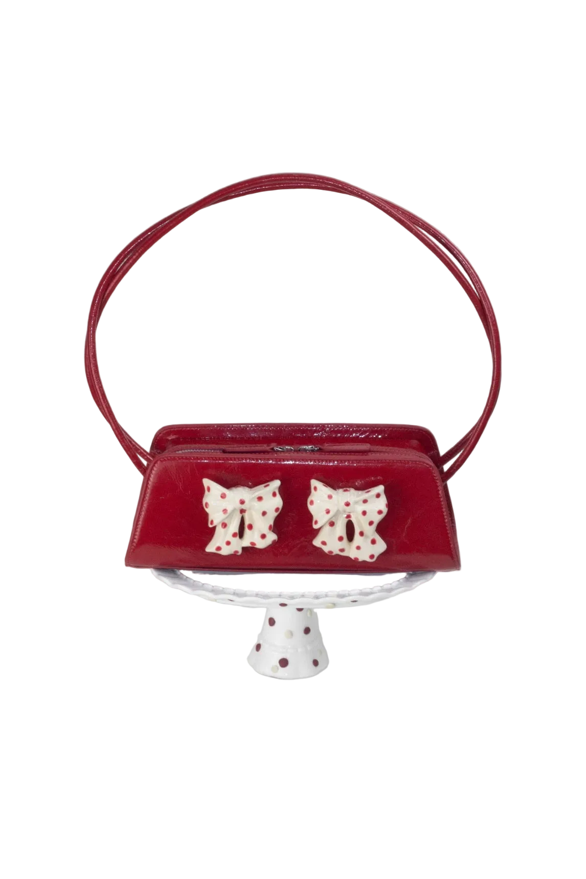 Ceramic Bow Leather Shoulder Bag