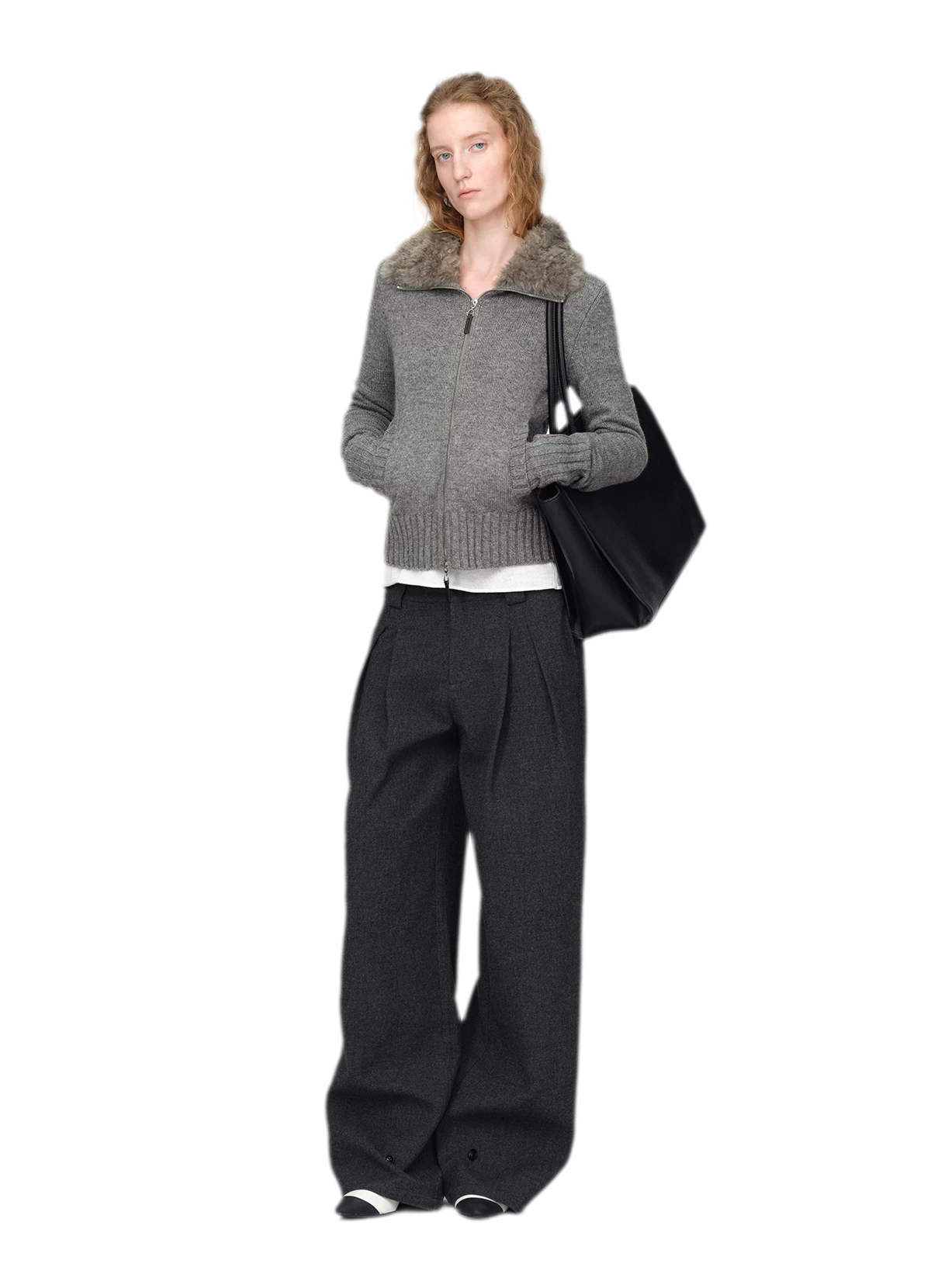 Wool Ribbed Fitted Cardigan