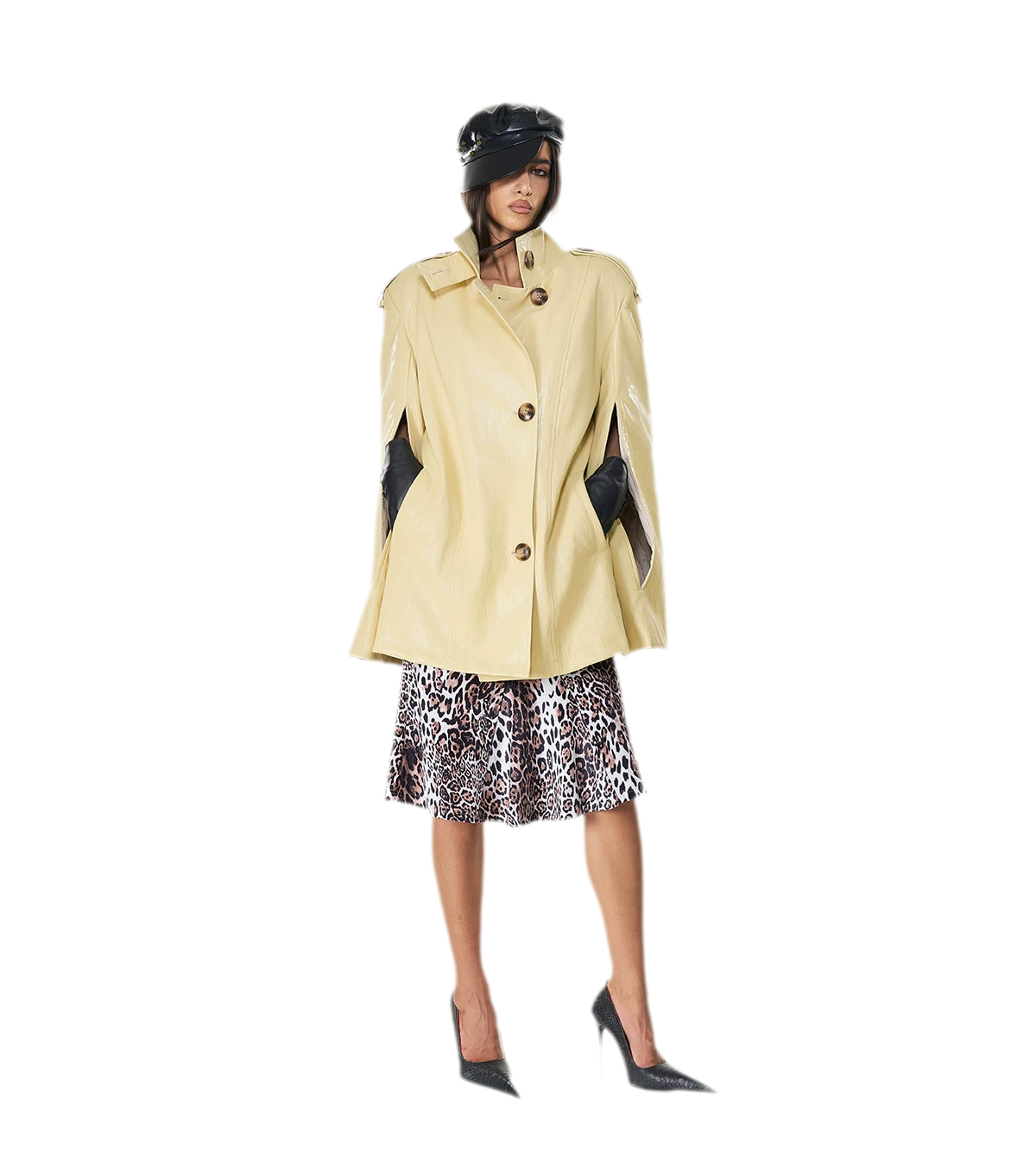 Glossy PU Cape Coat