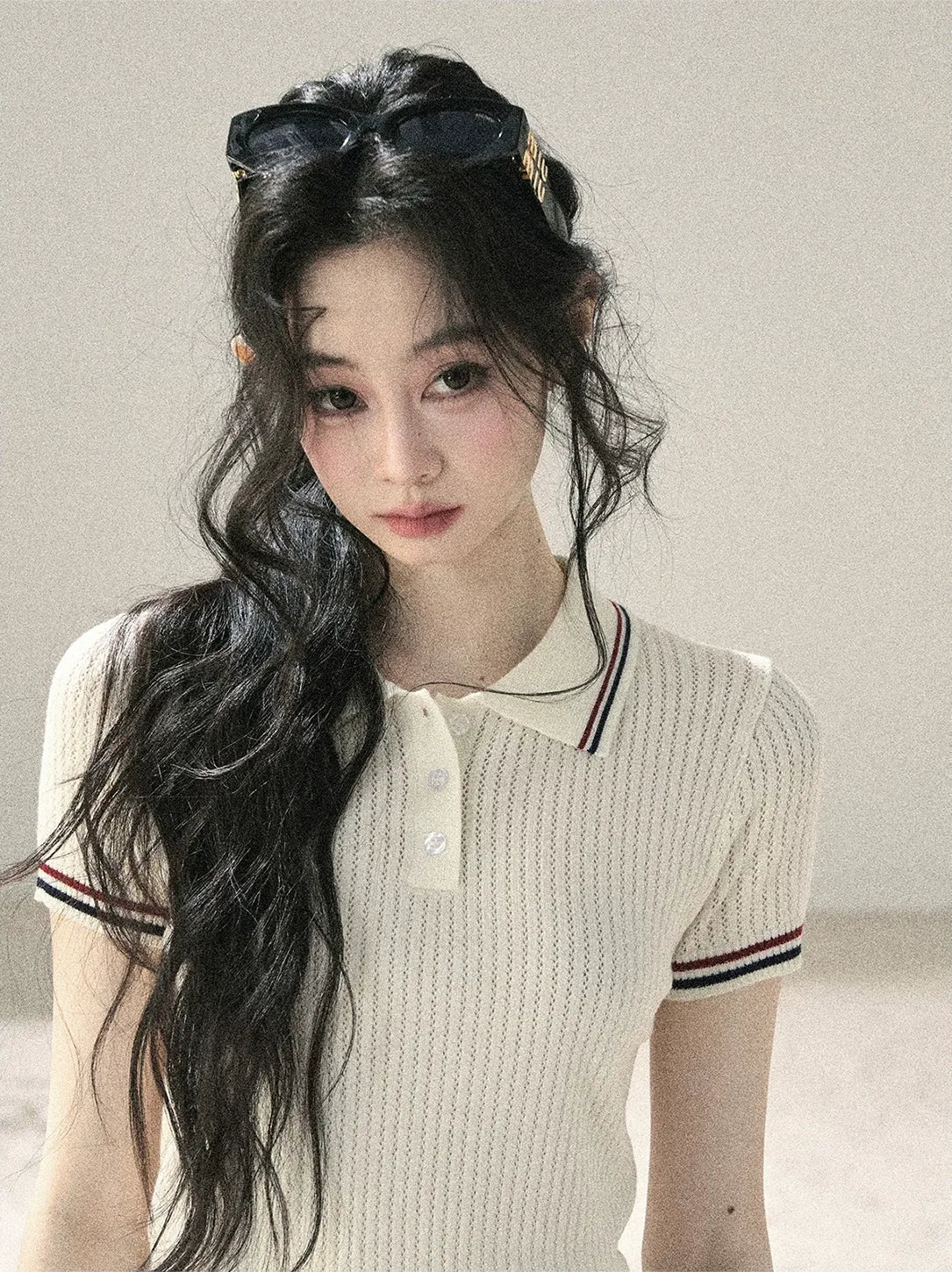 Ribbed Knit Polo Set
