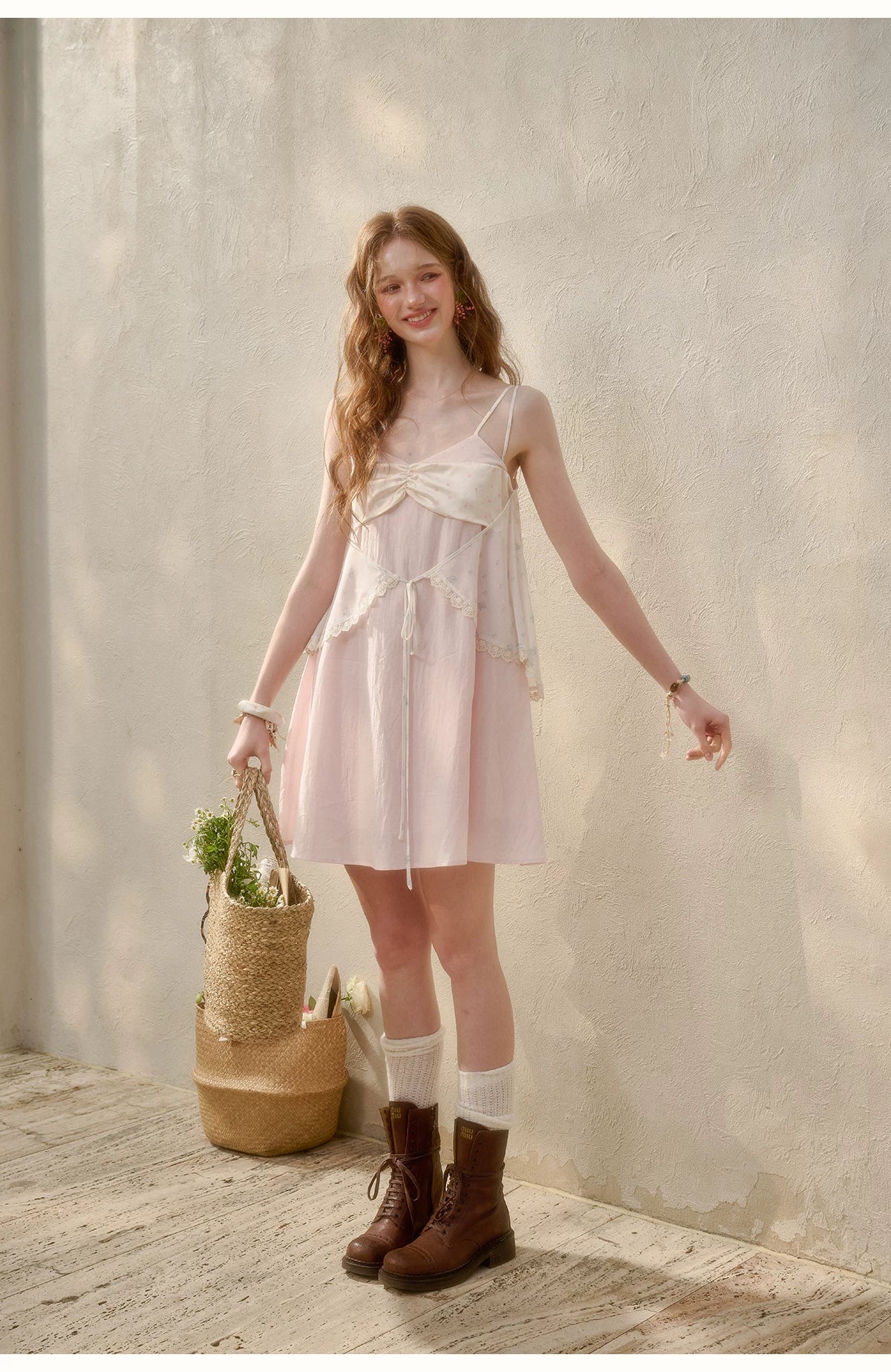 Cream Cotton Chiffon Camisole Dress