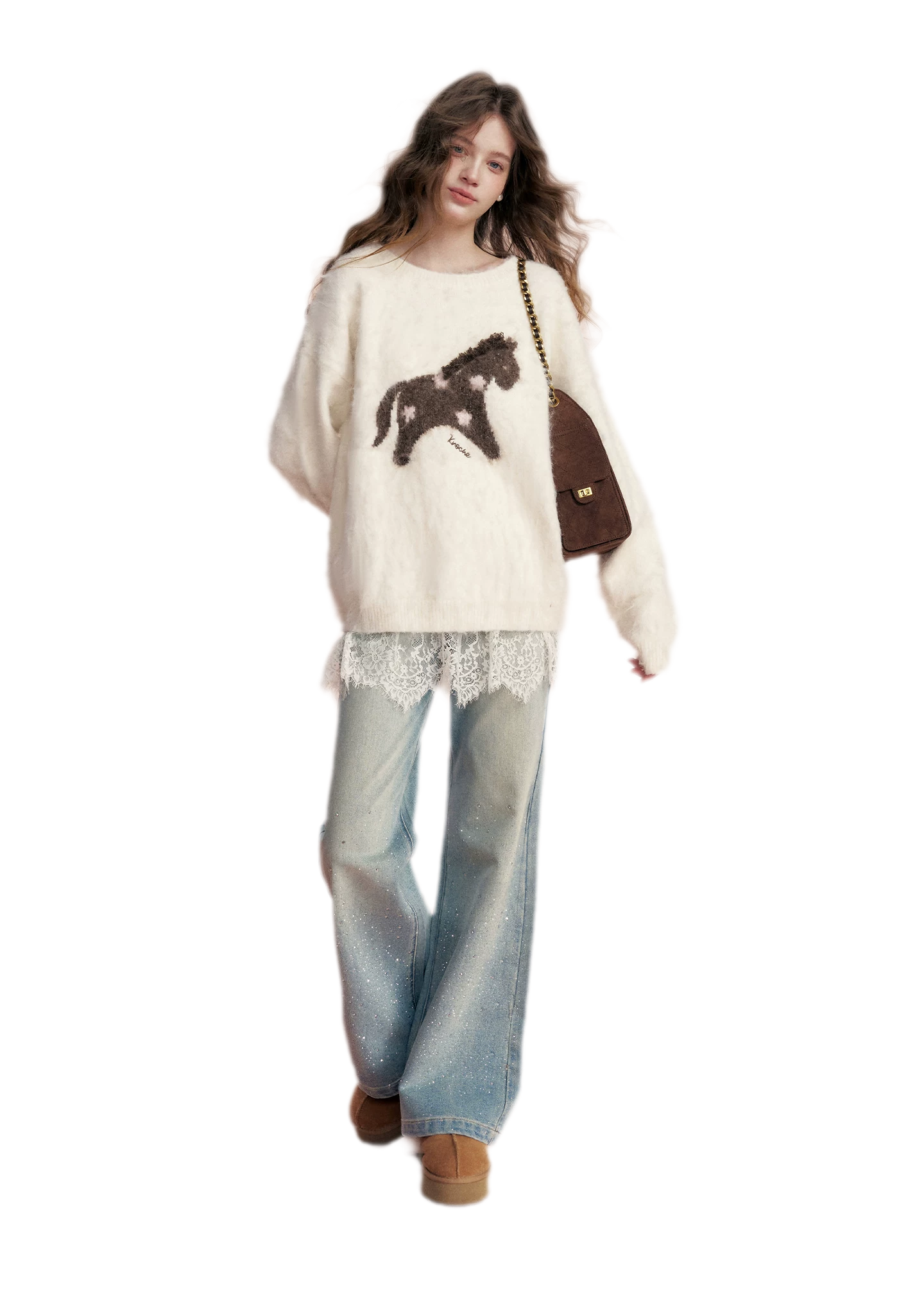 Brushed Horse Jacquard Sweater