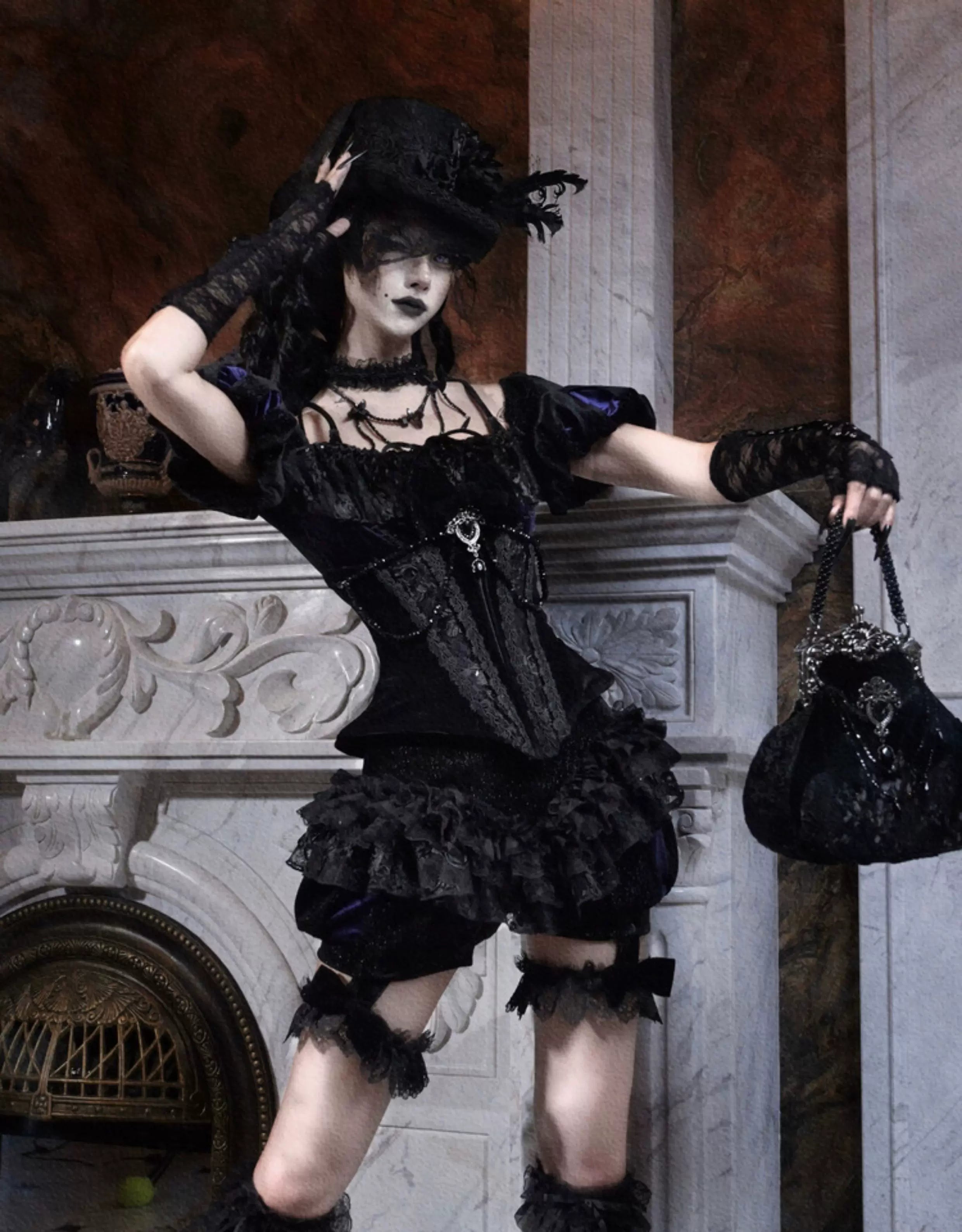 Velvet Bat Frame Handbag