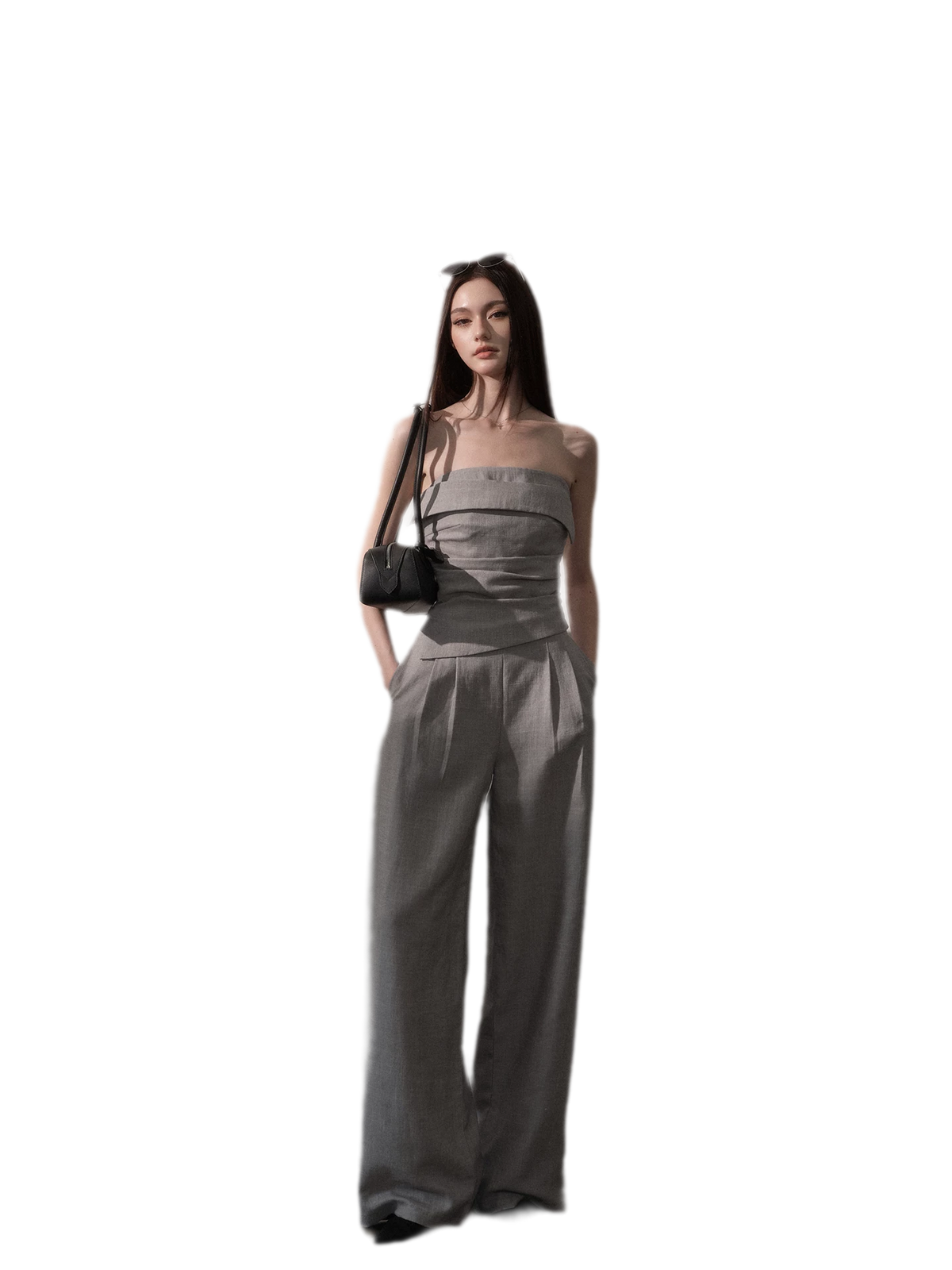 Ruched Strapless Wide-Leg Jumpsuit