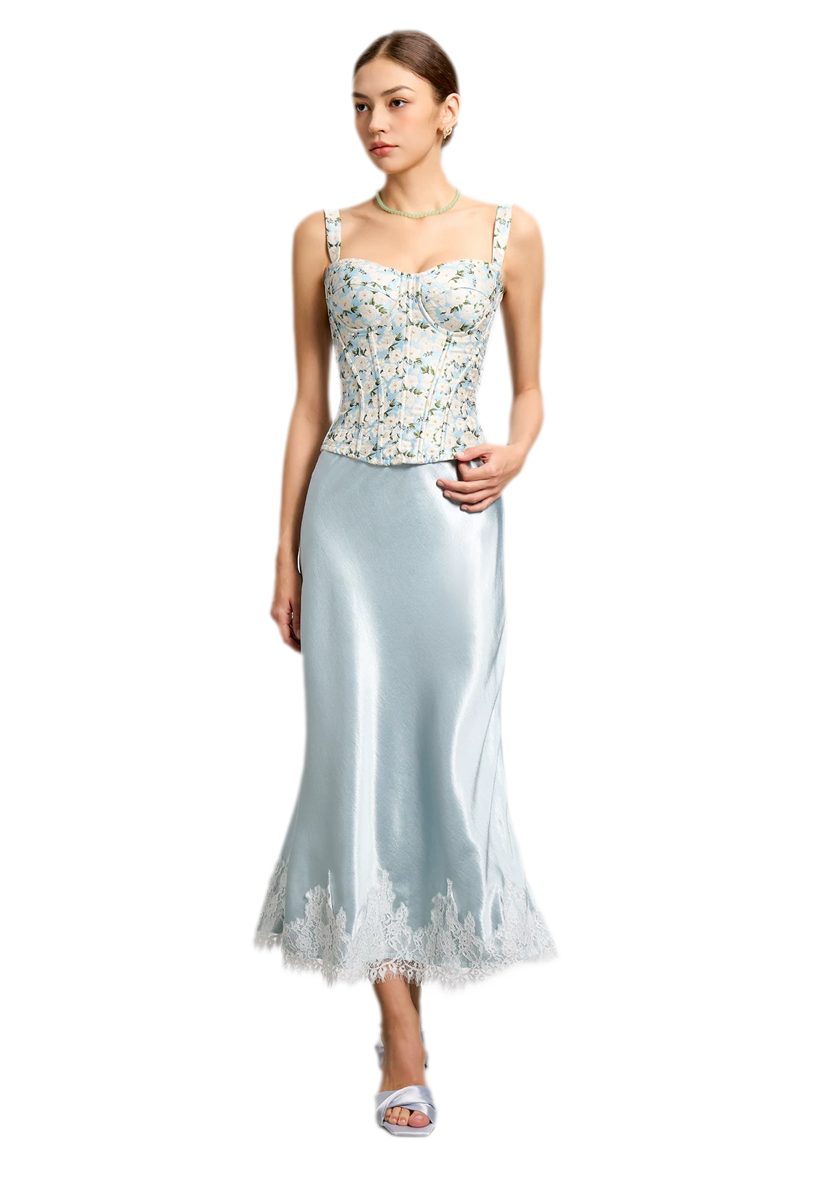 Jacquard Camellia Corset Top