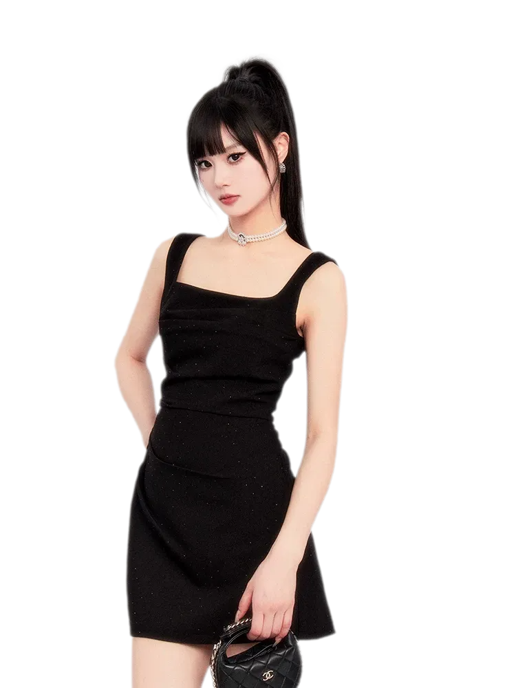 Structured Sparkle Asymmetric Mini Dress