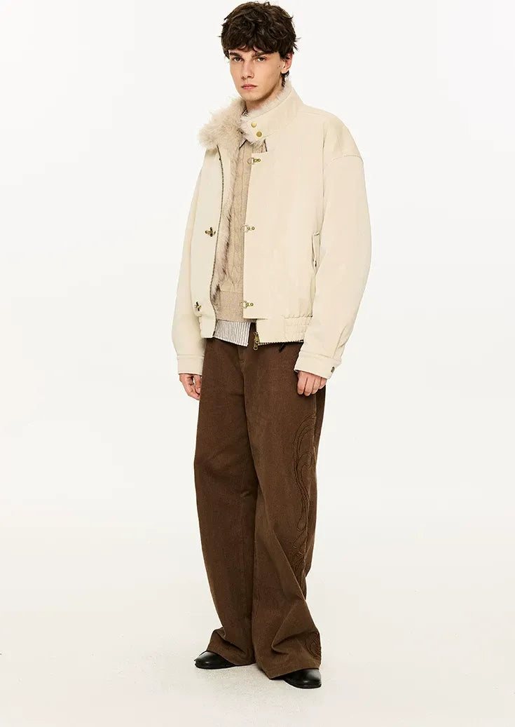 Pearlescent PU Fur-Lined Harrington Jacket
