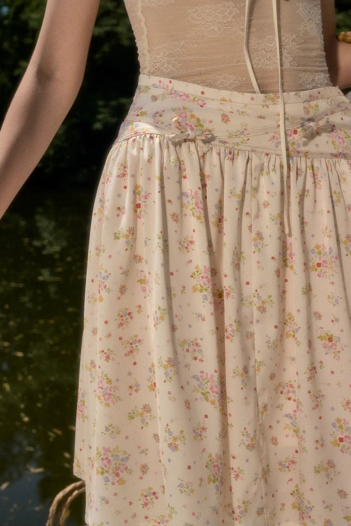 Satin Bow A-Line Skirt