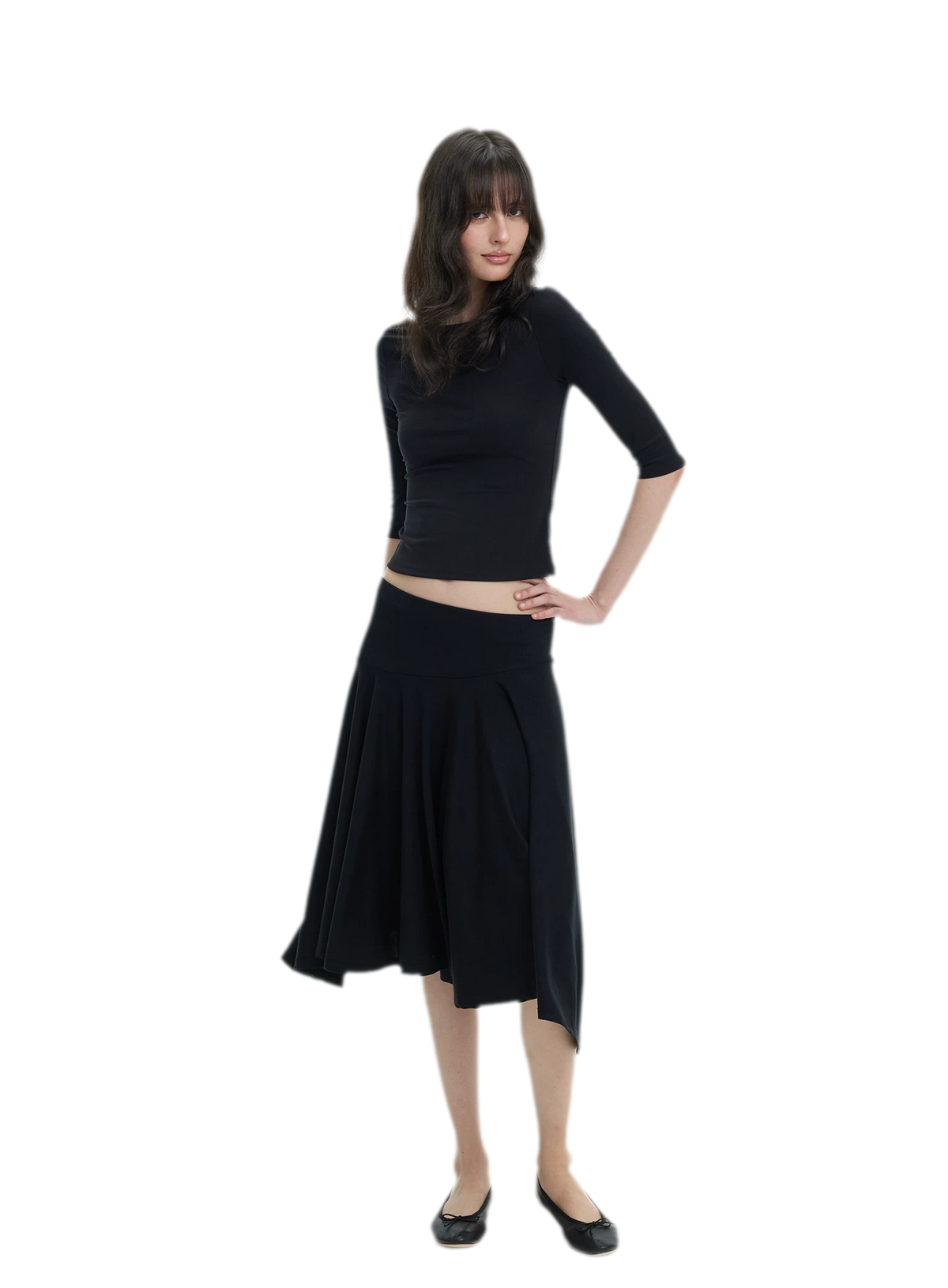 Lyocell Boat Neck Knit Top