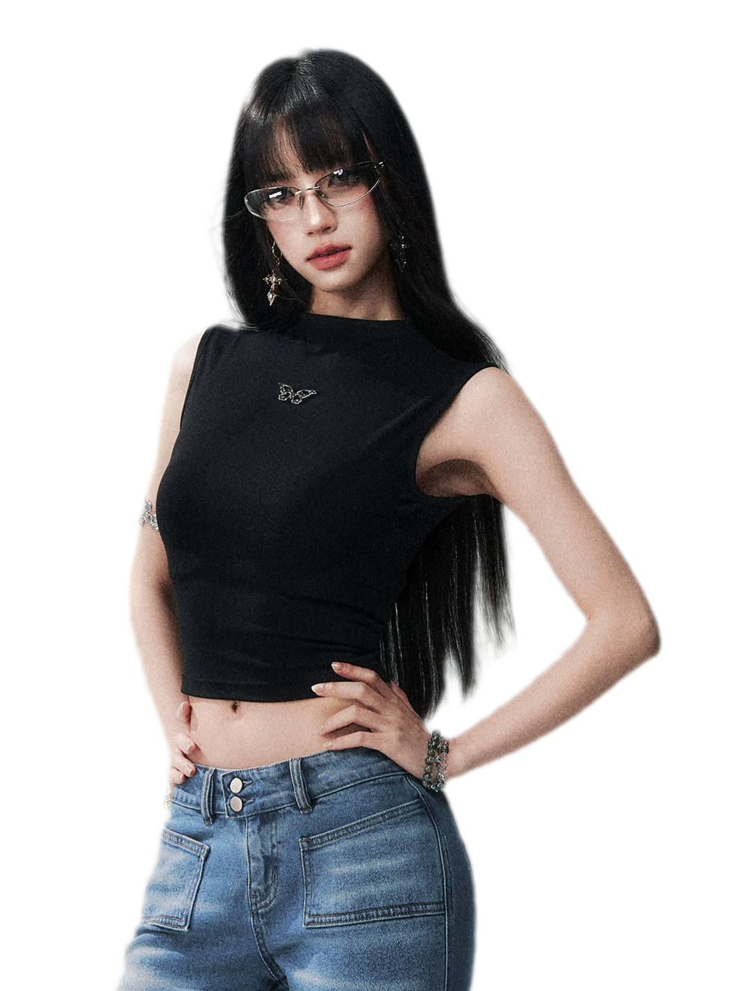 Sleeveless High Neck Tee