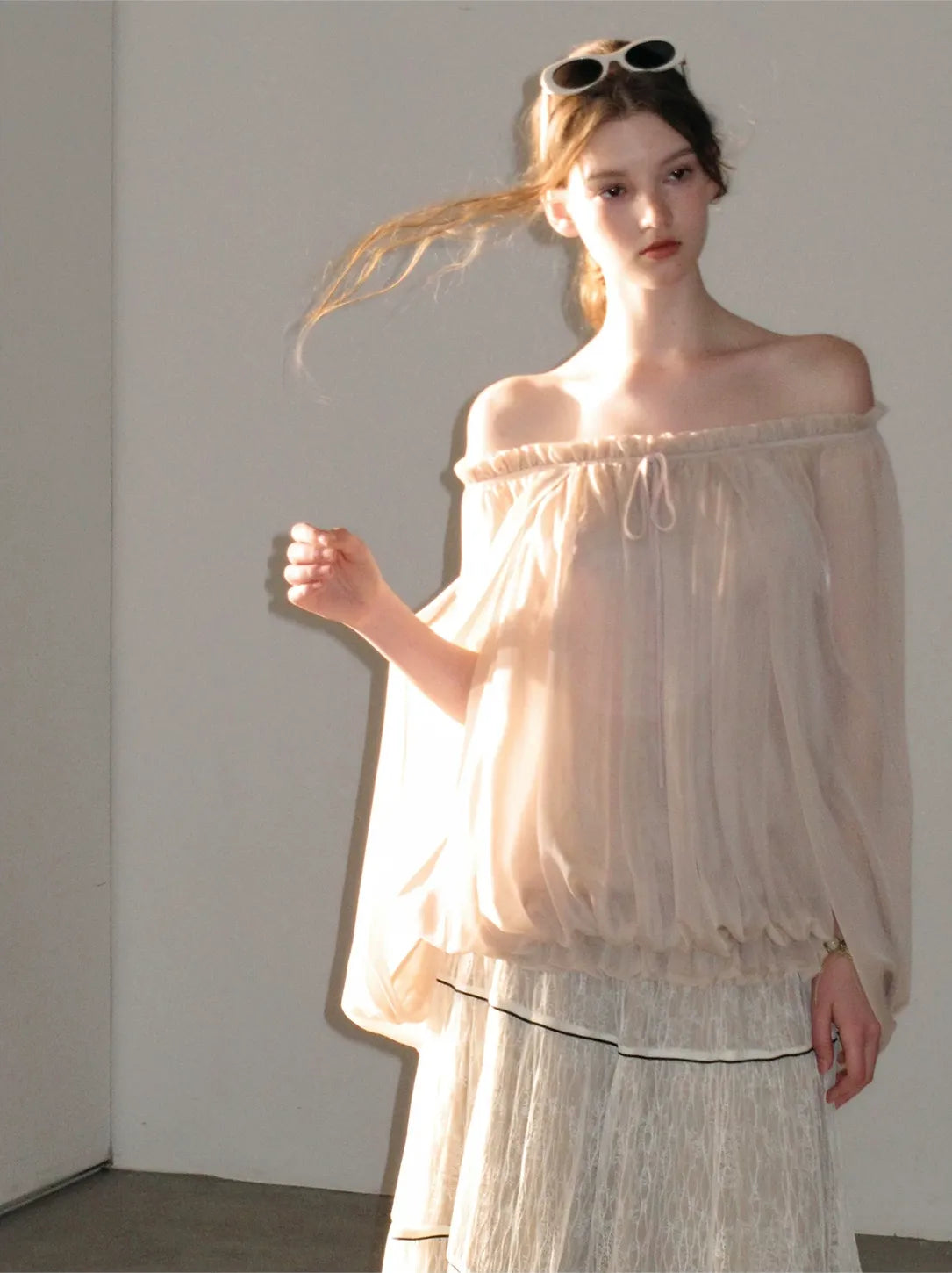 Crinkled Off-Shoulder Top