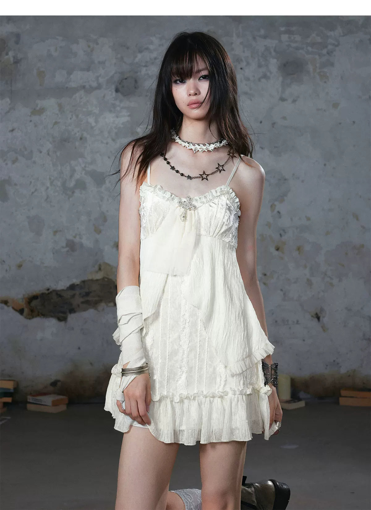 Lace Ruffle A-Line Dress