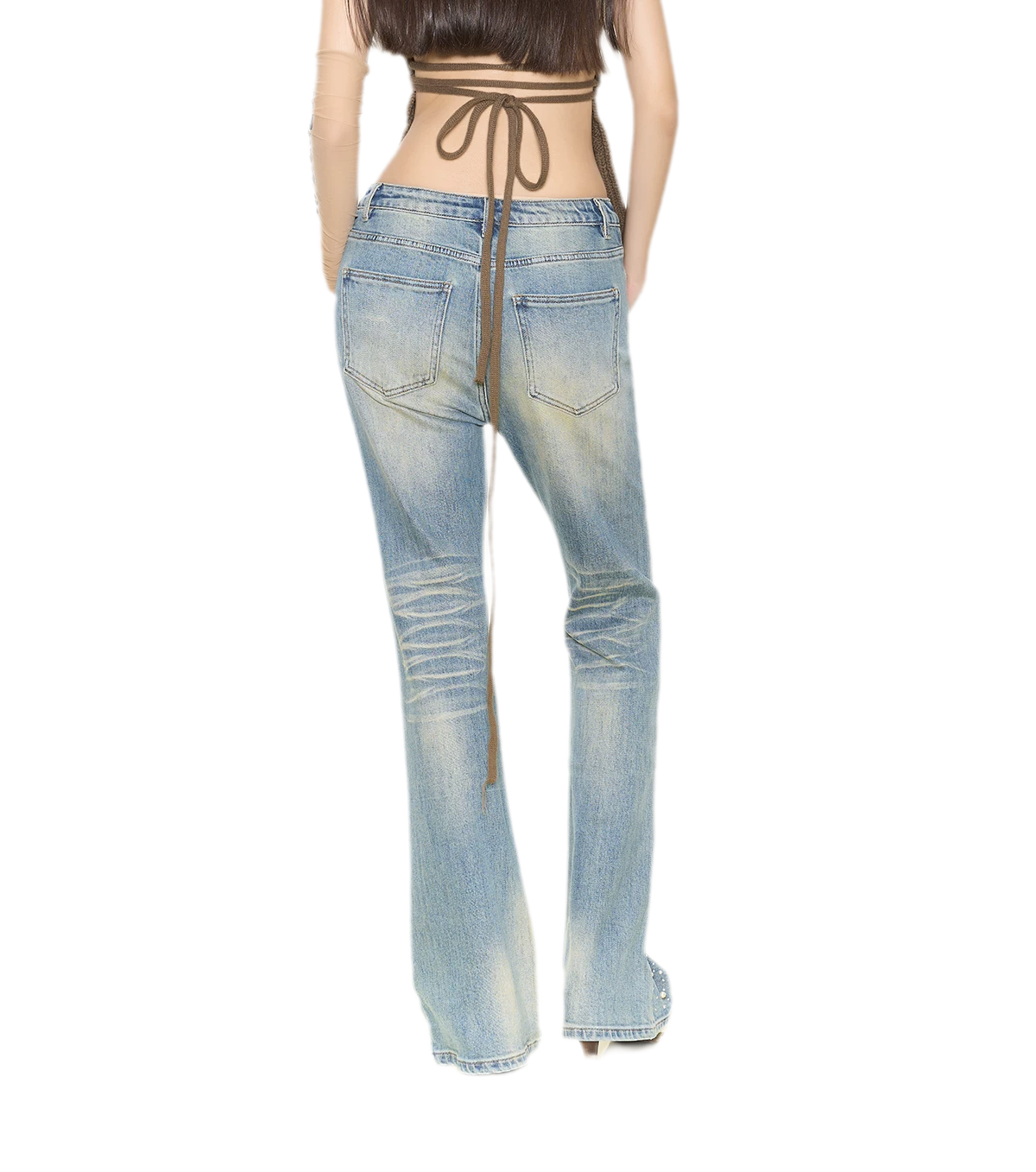 Pearl Embellished Straight Jeans