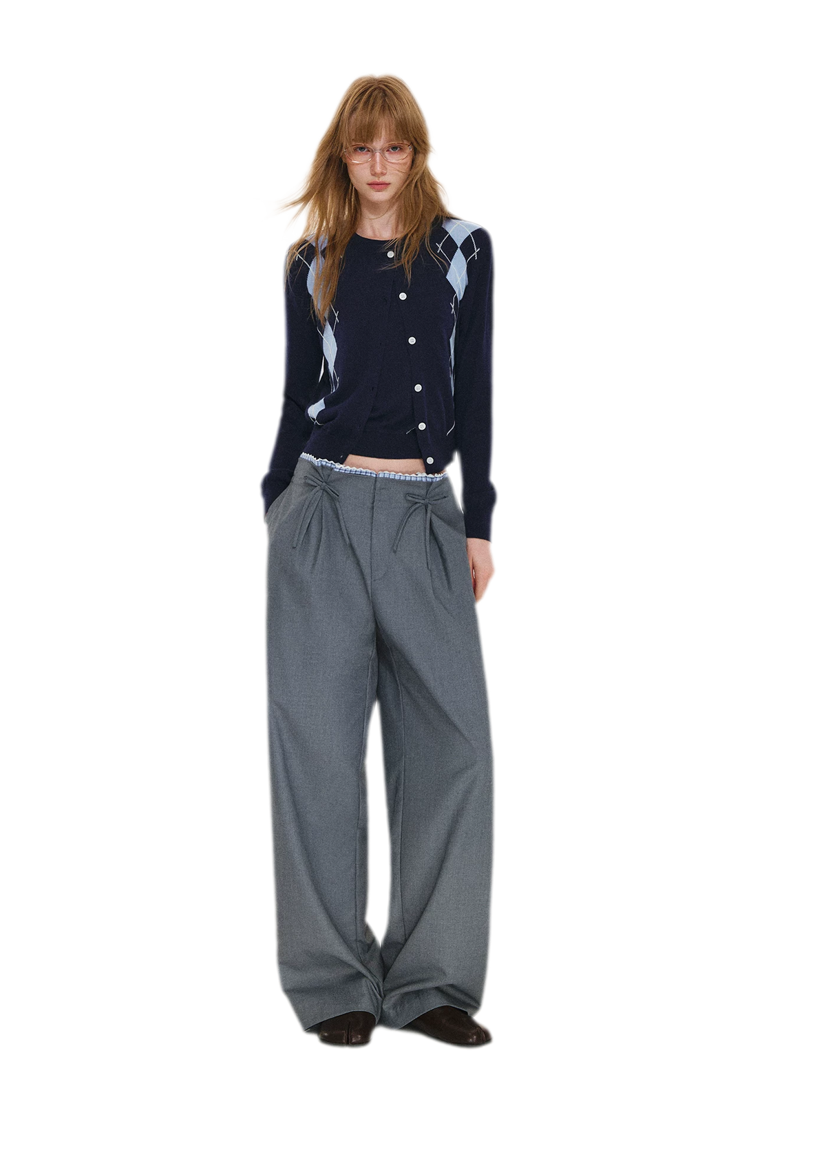 Wool Argyle Knit Set