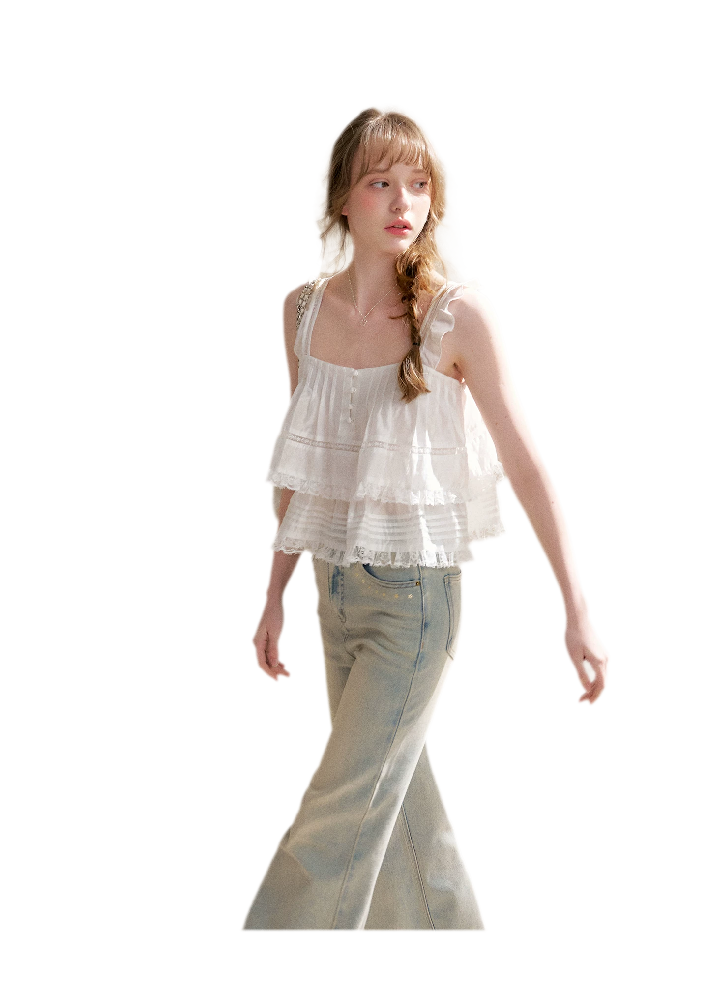 Lace Edge Camisole and Skirt Set