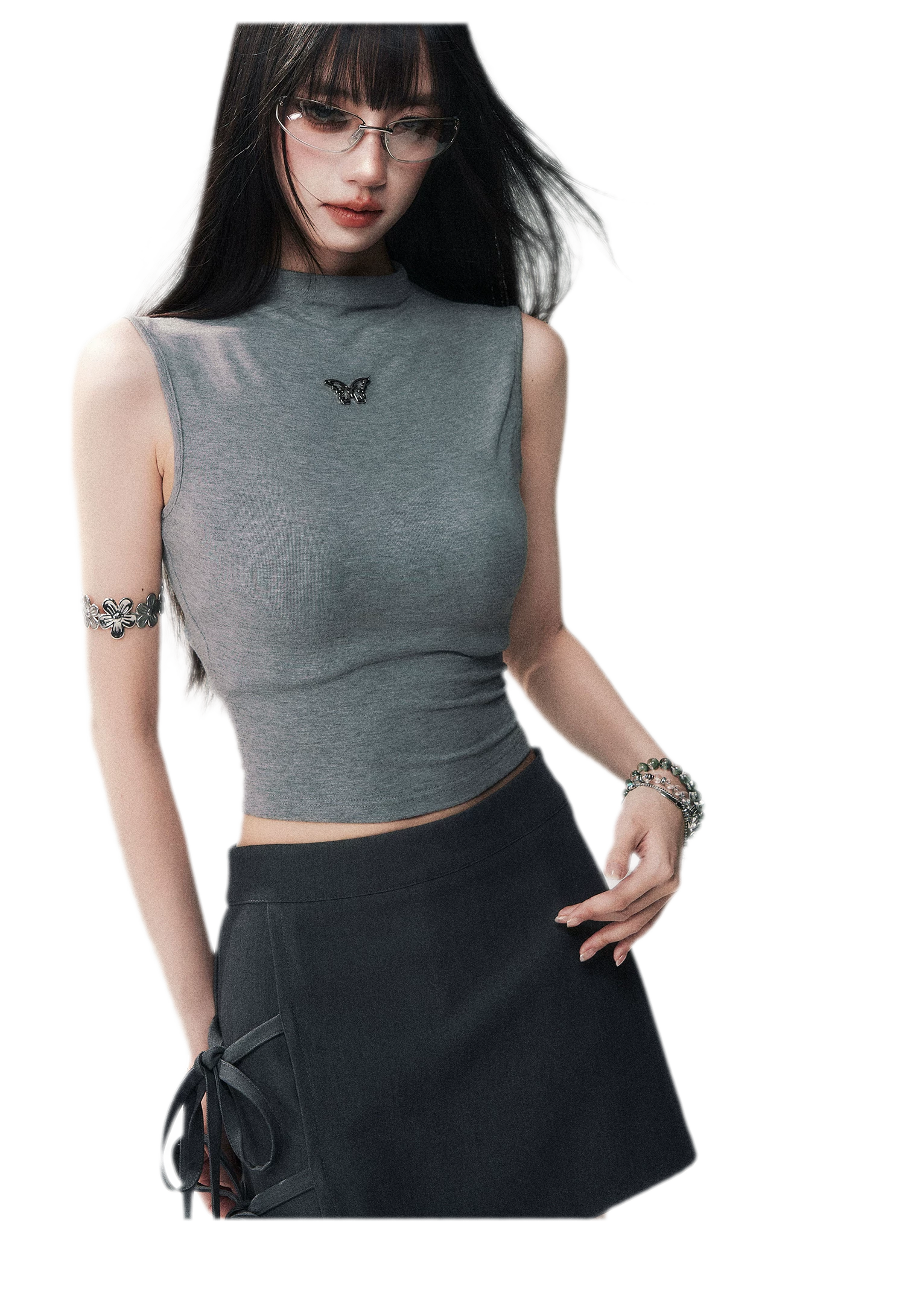 Sleeveless High Neck Tee