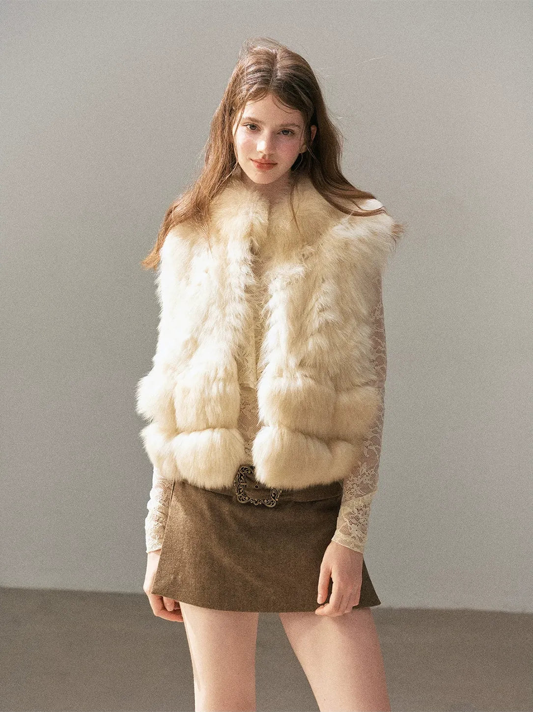 Fox Fur Stand-Collar Vest