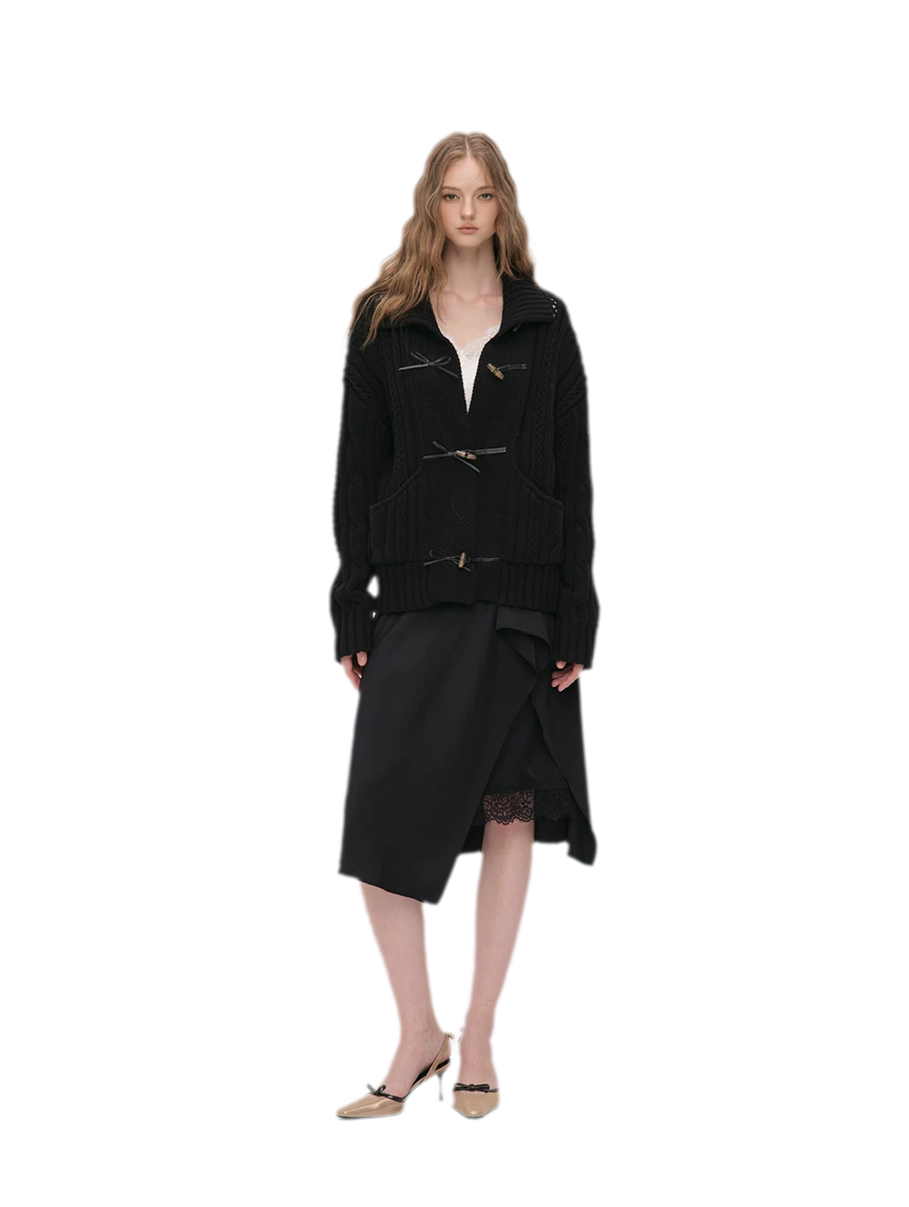 Silky Draped A-Line Skirt