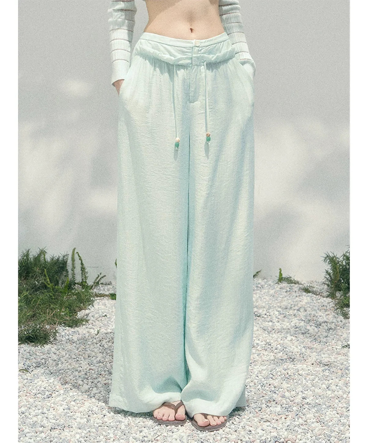 Wide-Leg Embroidered Pants