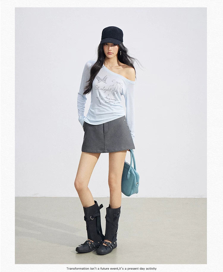Asymmetric Off-Shoulder Sun Protection T-Shirt