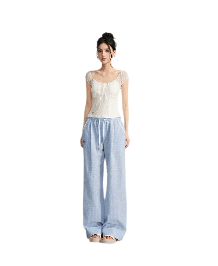 Plaid Wide-Leg Trousers
