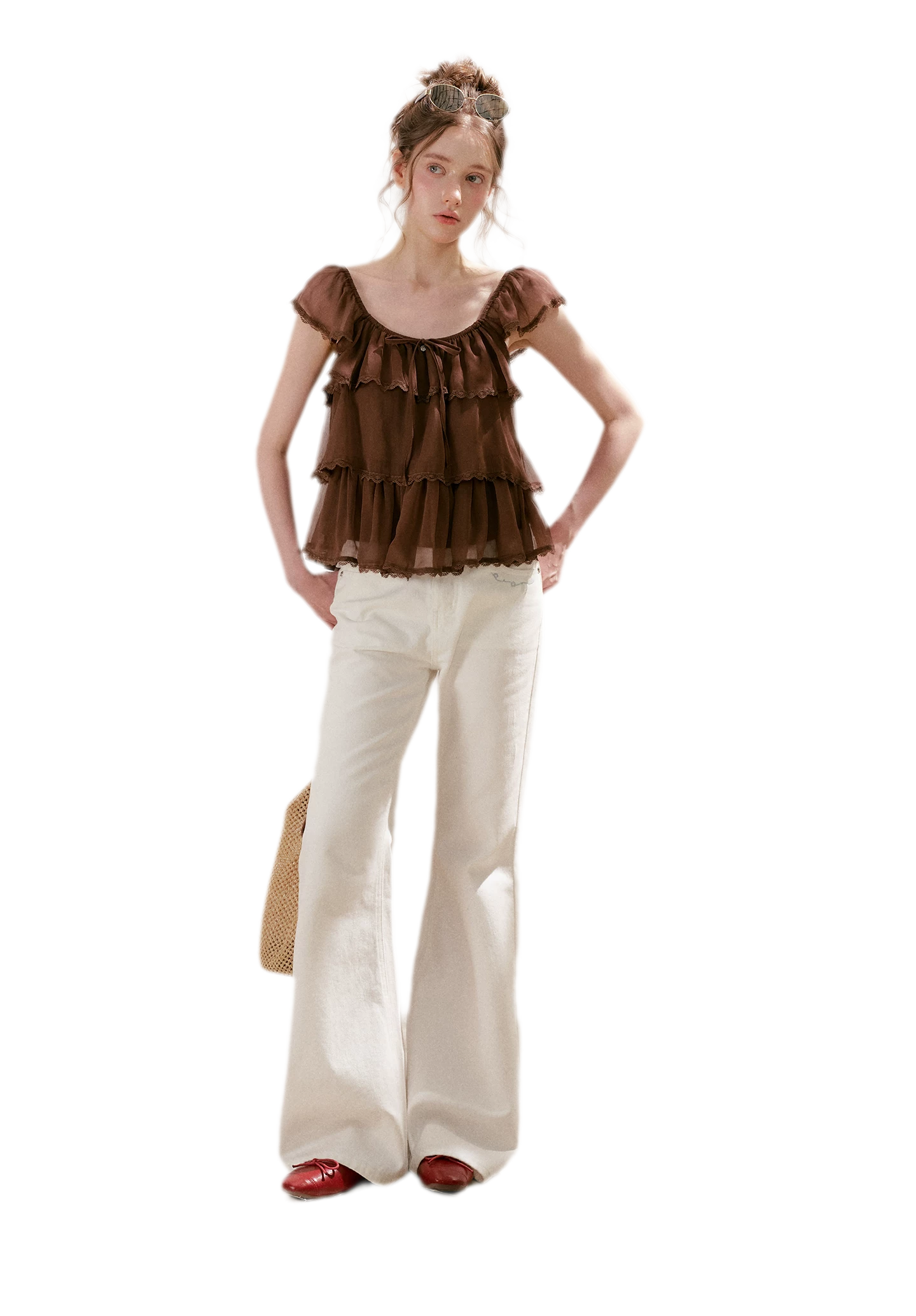 Tiered Ruffle Chiffon Blouse