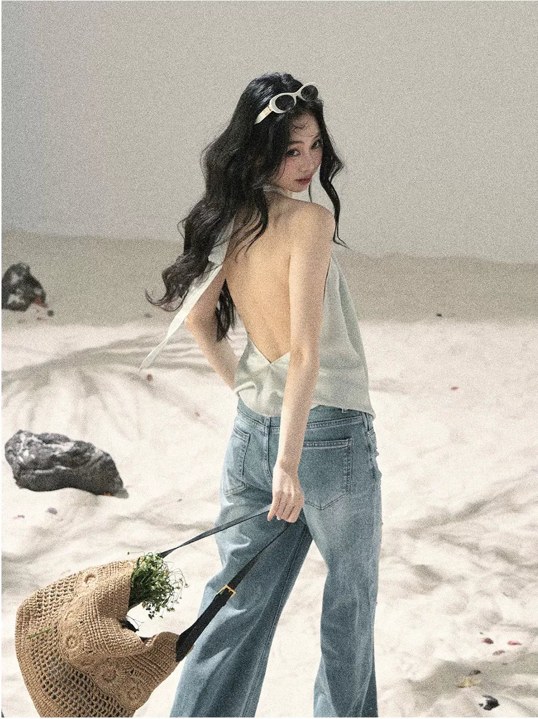 Fluid Halter Backless Top