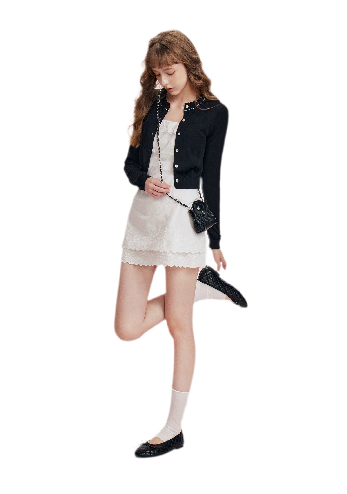 Cashmere Wave Trim Cardigan
