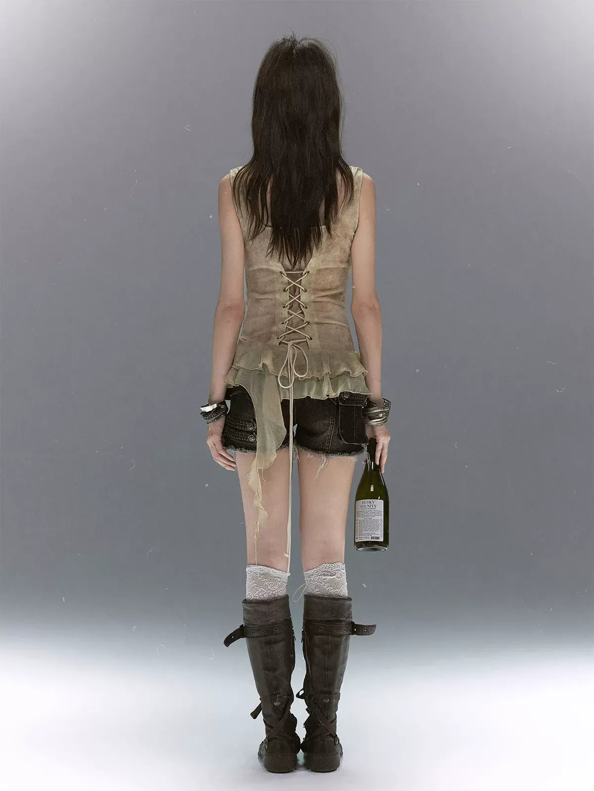 Dyed Chiffon Cowl Tank