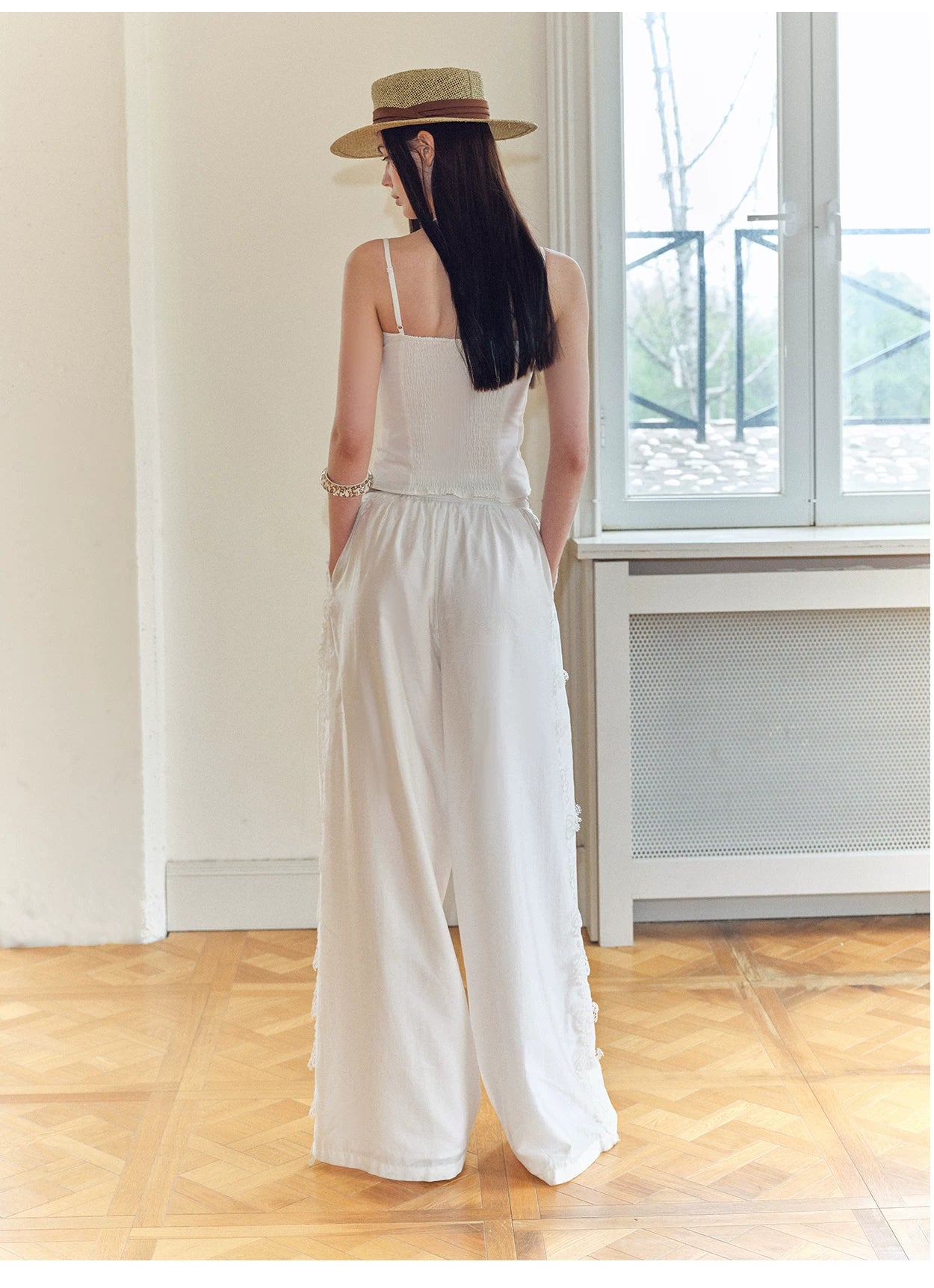 Summer Hand-Painted Floral Embroidered Cotton Camisole